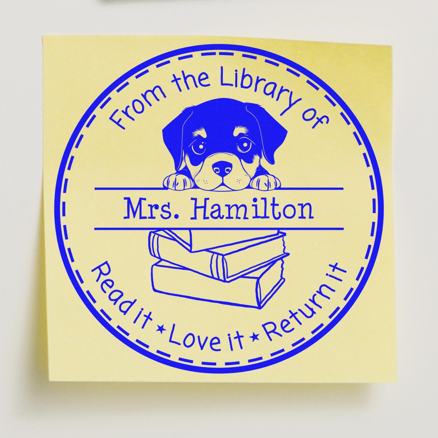 Rottweiler Personalized Teacher Library Stamper - Engineer Seal Stamps