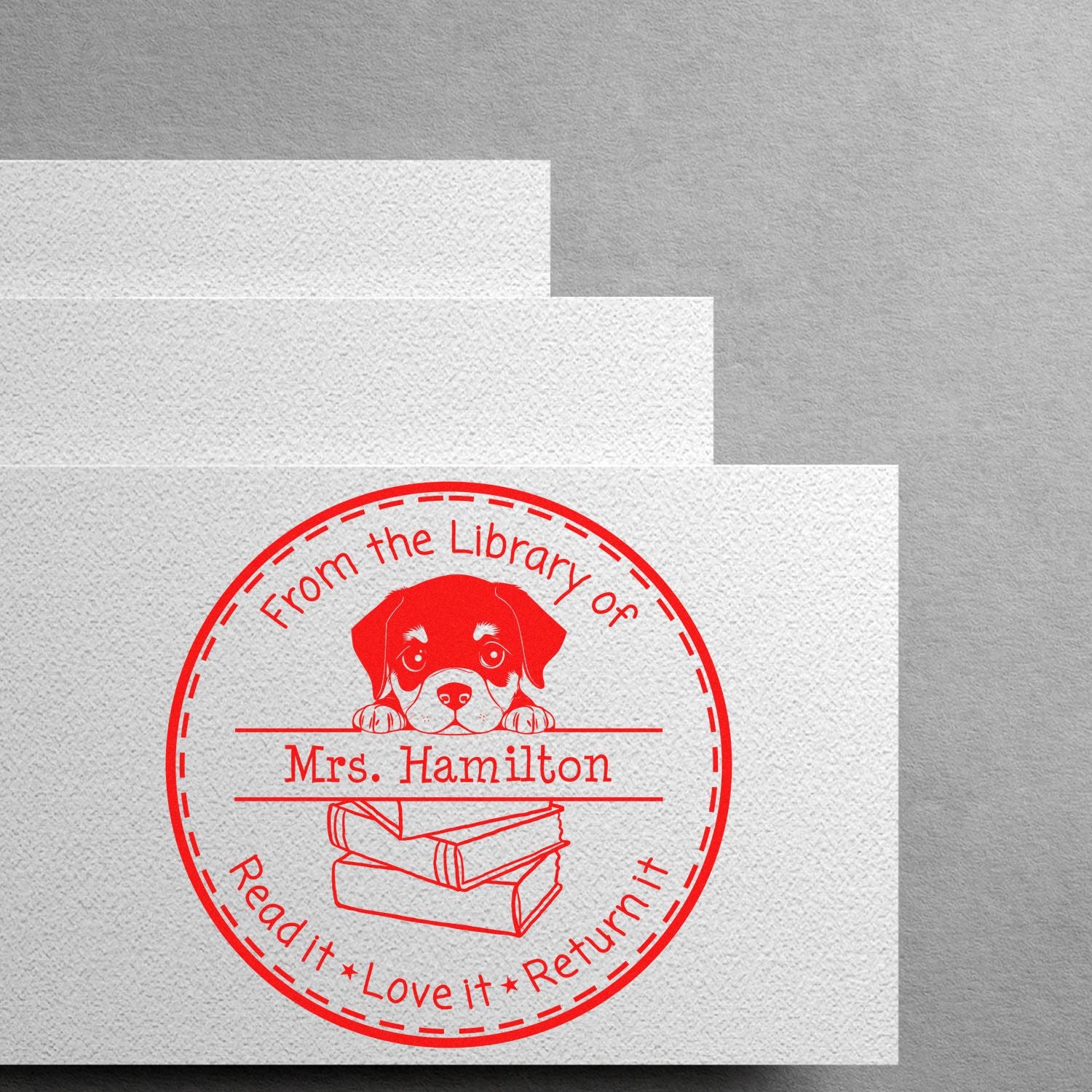 Rottweiler Personalized Teacher Library Stamper - Engineer Seal Stamps