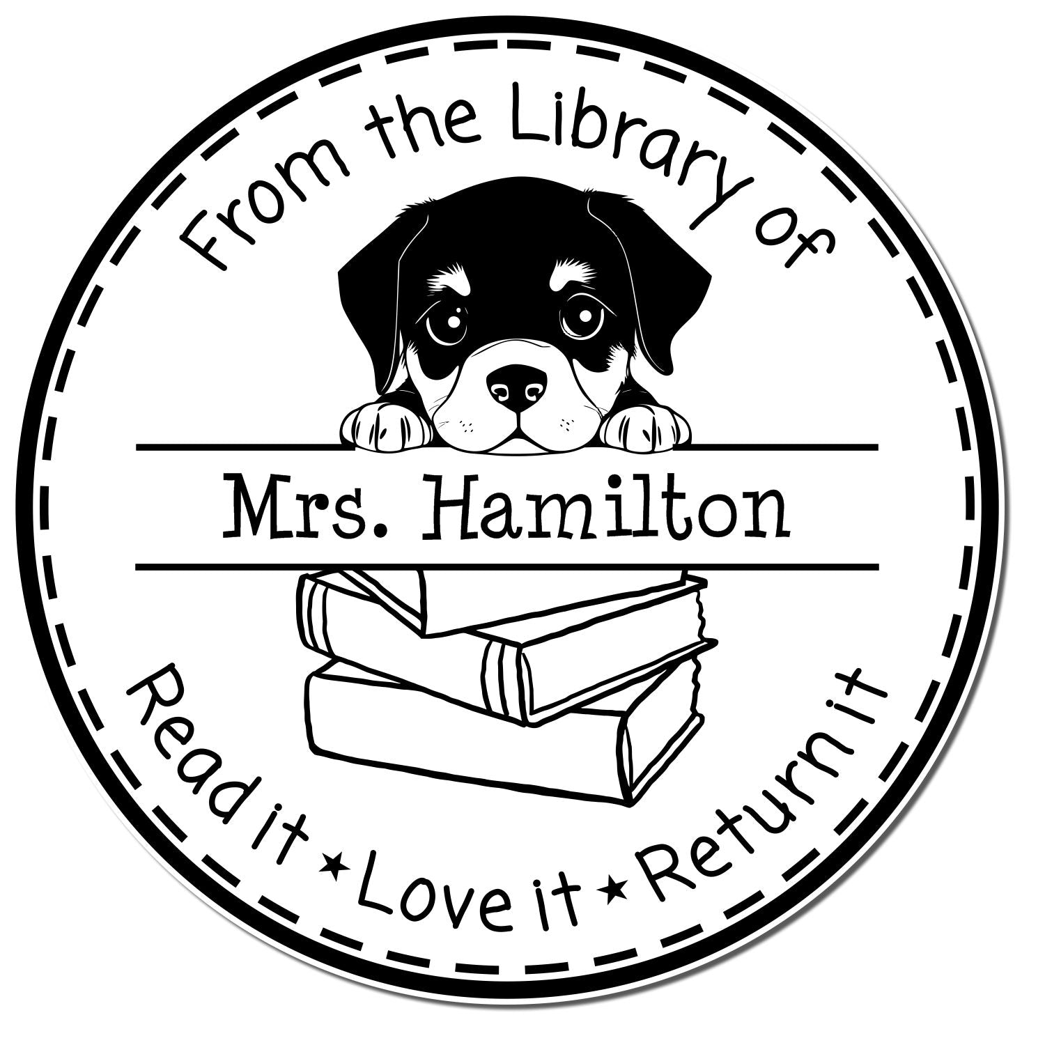 Rottweiler Customizable Read It Love It Return It Stamper - Engineer Seal Stamps