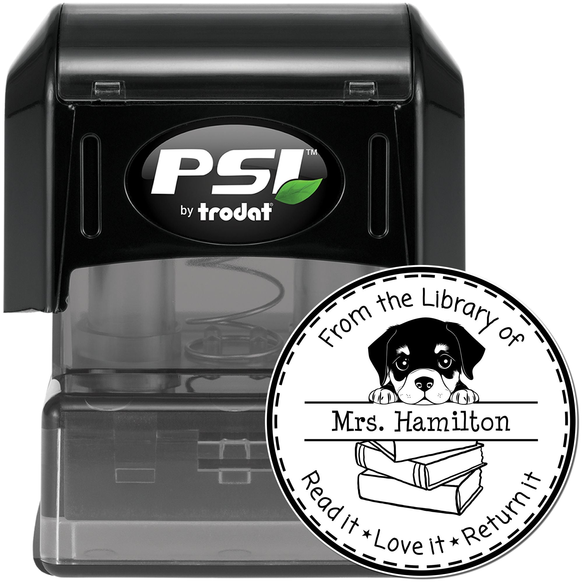 Rottweiler Puppy Themed Read It Love It Return It Personalizable Stamp - Engineer Seal Stamps