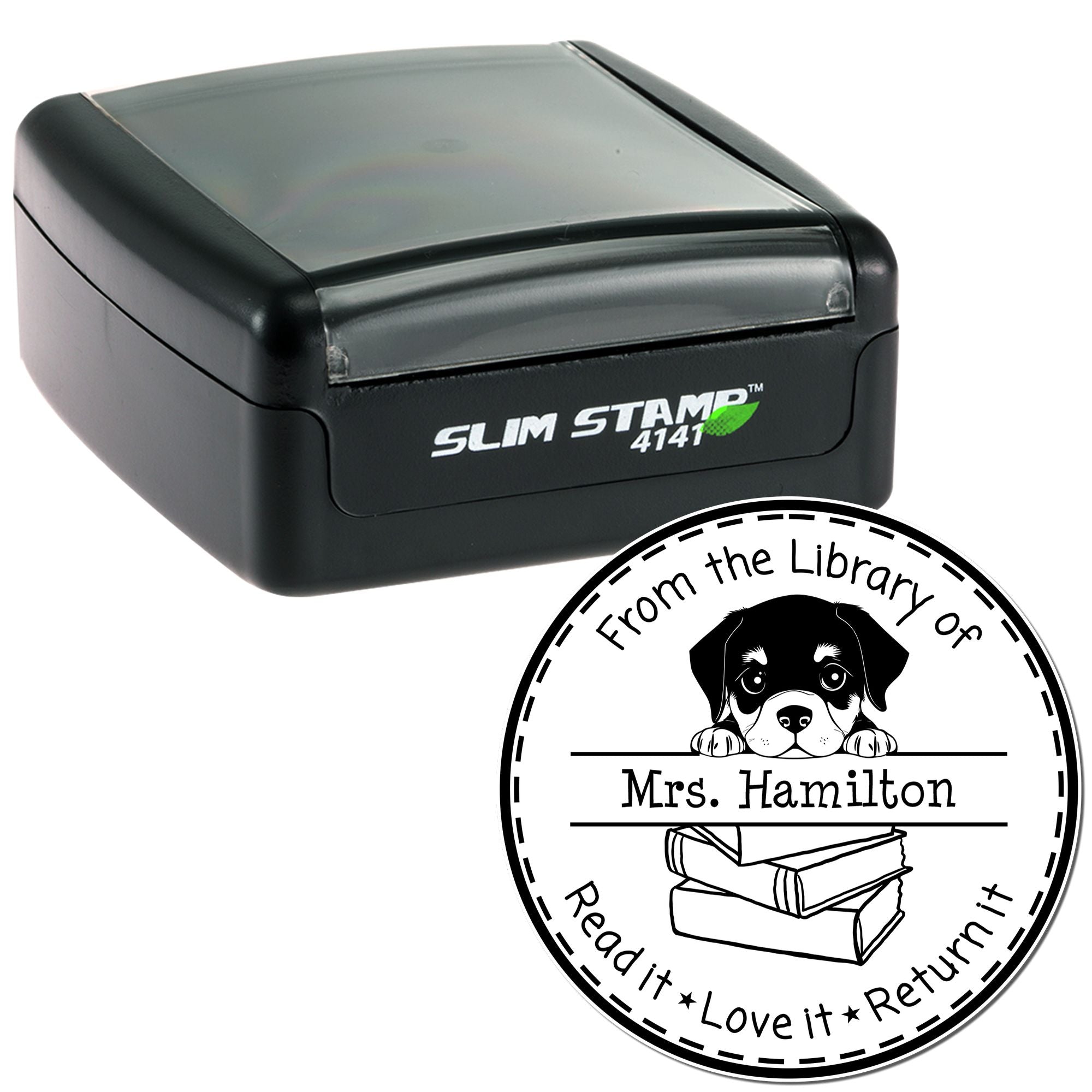 Rottweiler Personalized Teacher Library Stamper - Engineer Seal Stamps