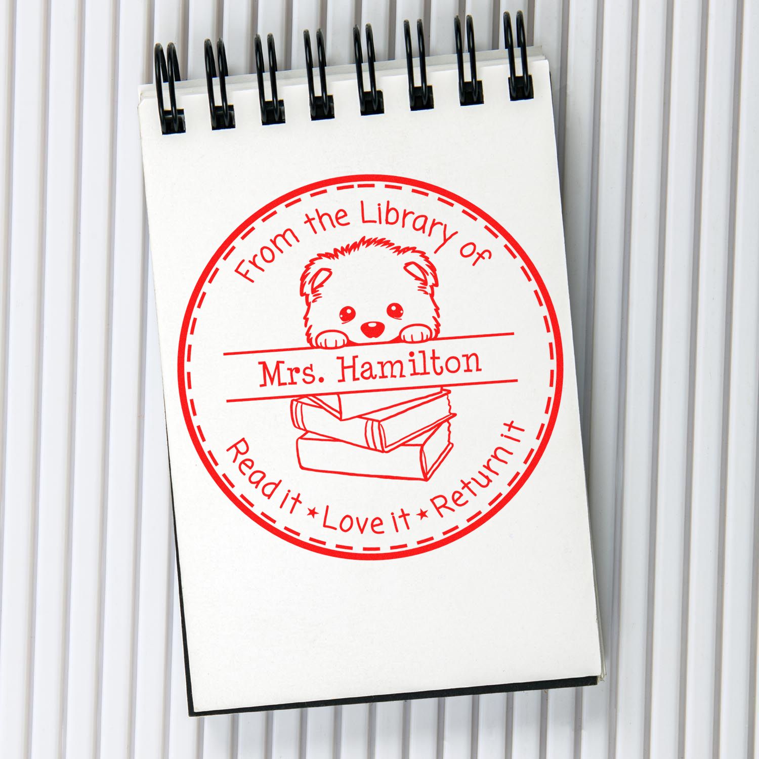 Samoyed Personalized Teacher Library Stamp - Engineer Seal Stamps