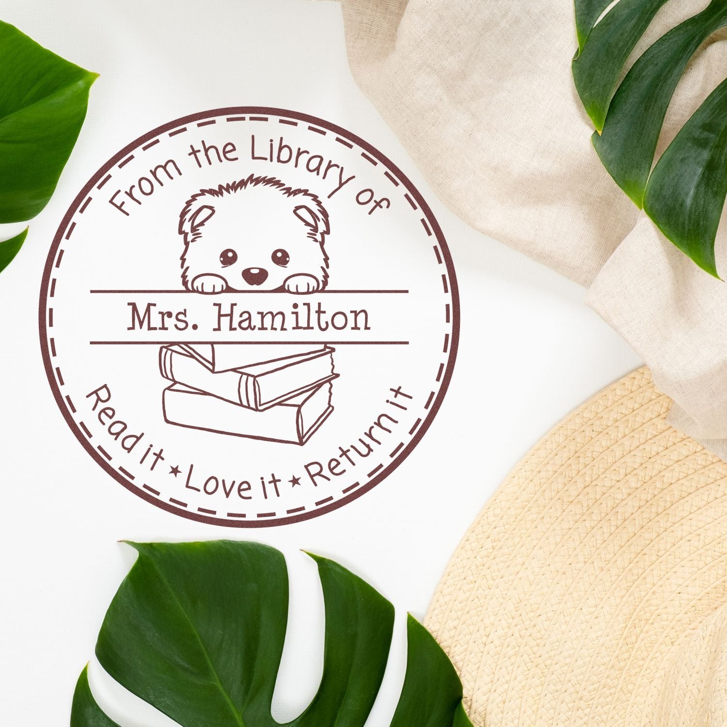 Samoyed Personalized Teacher Library Stamp - Engineer Seal Stamps