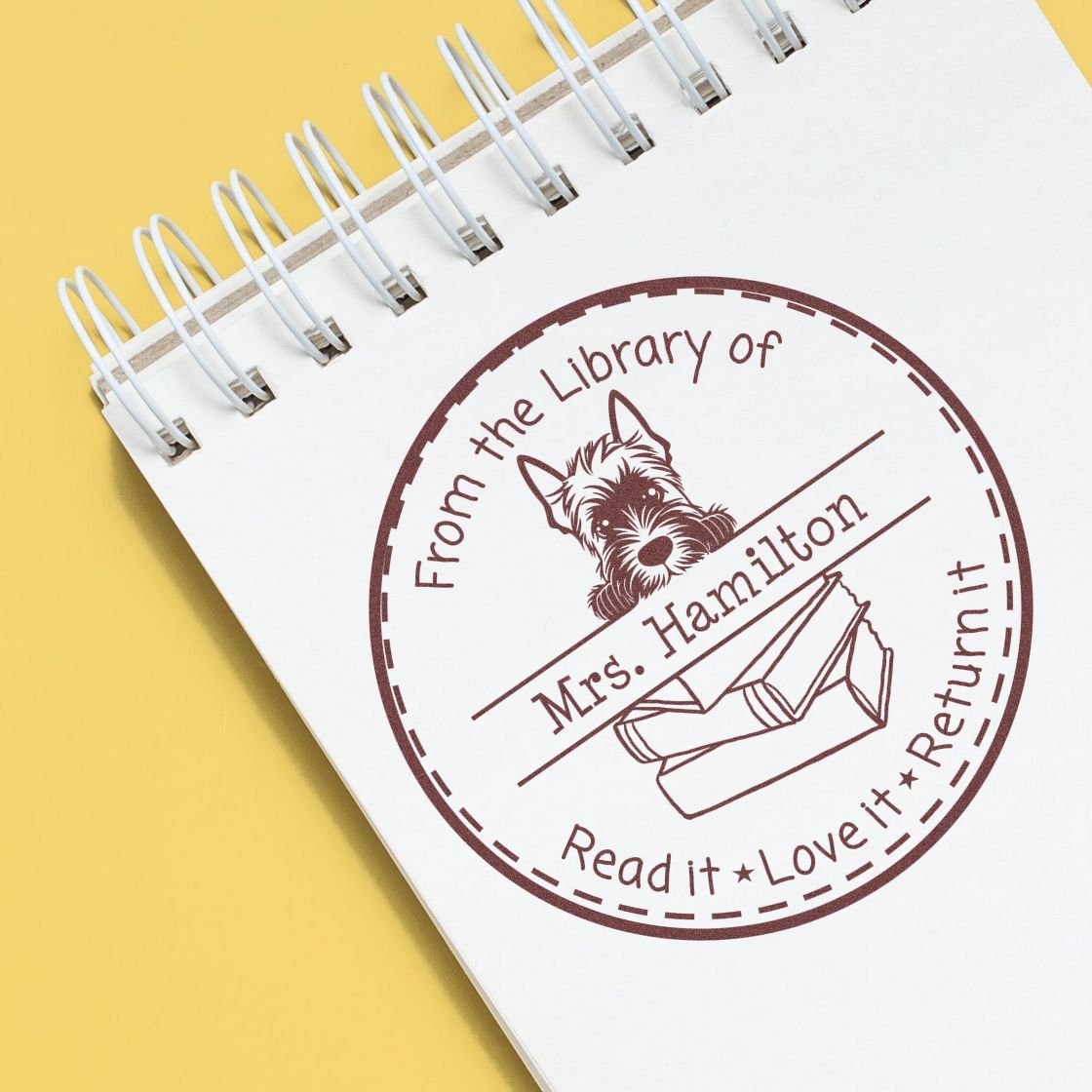 Scottish Terrier Customizable Read It Love It Return It Stamp - Engineer Seal Stamps