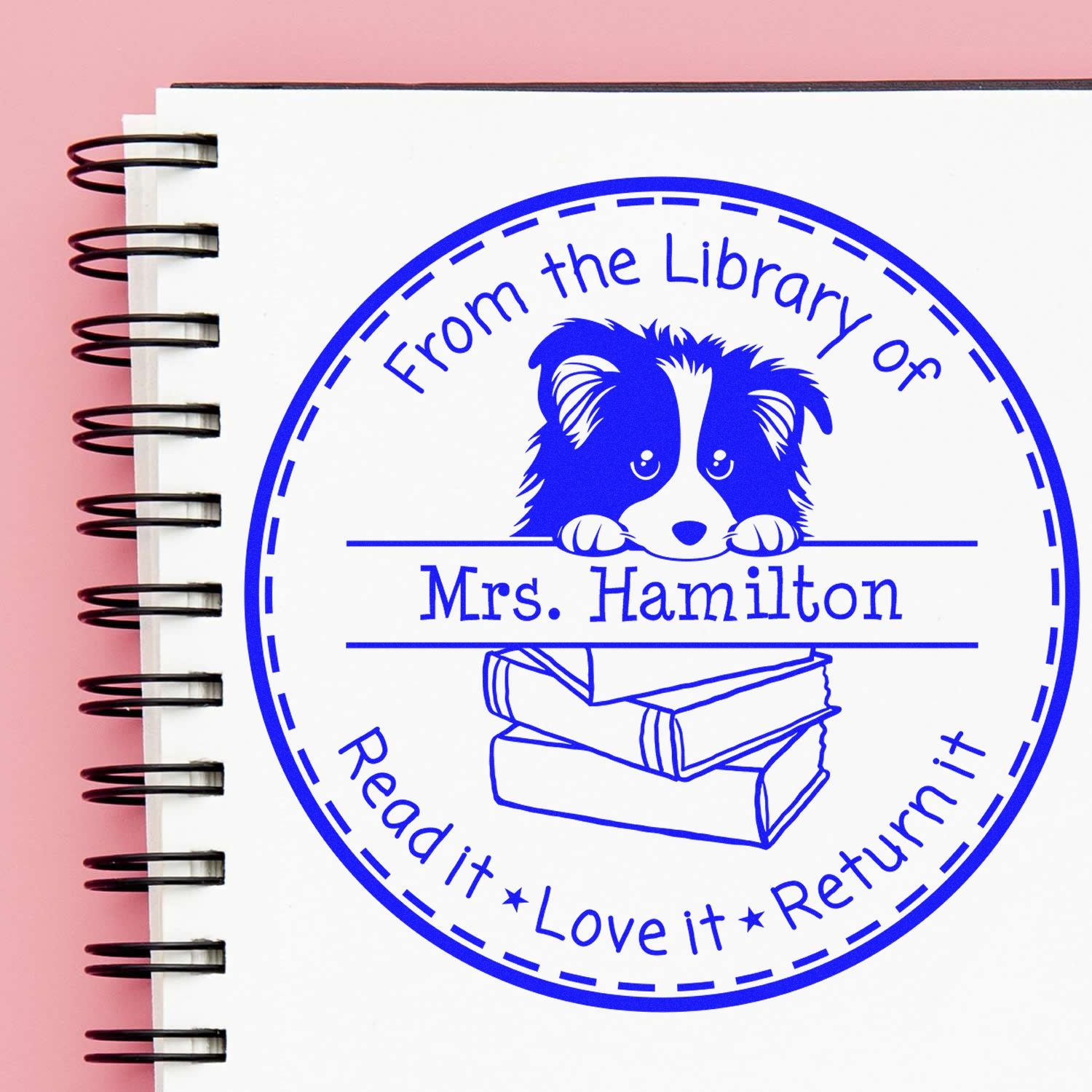 Shetland Sheepdog Custom Read It Love It Return It Personalized Stamper - Engineer Seal Stamps