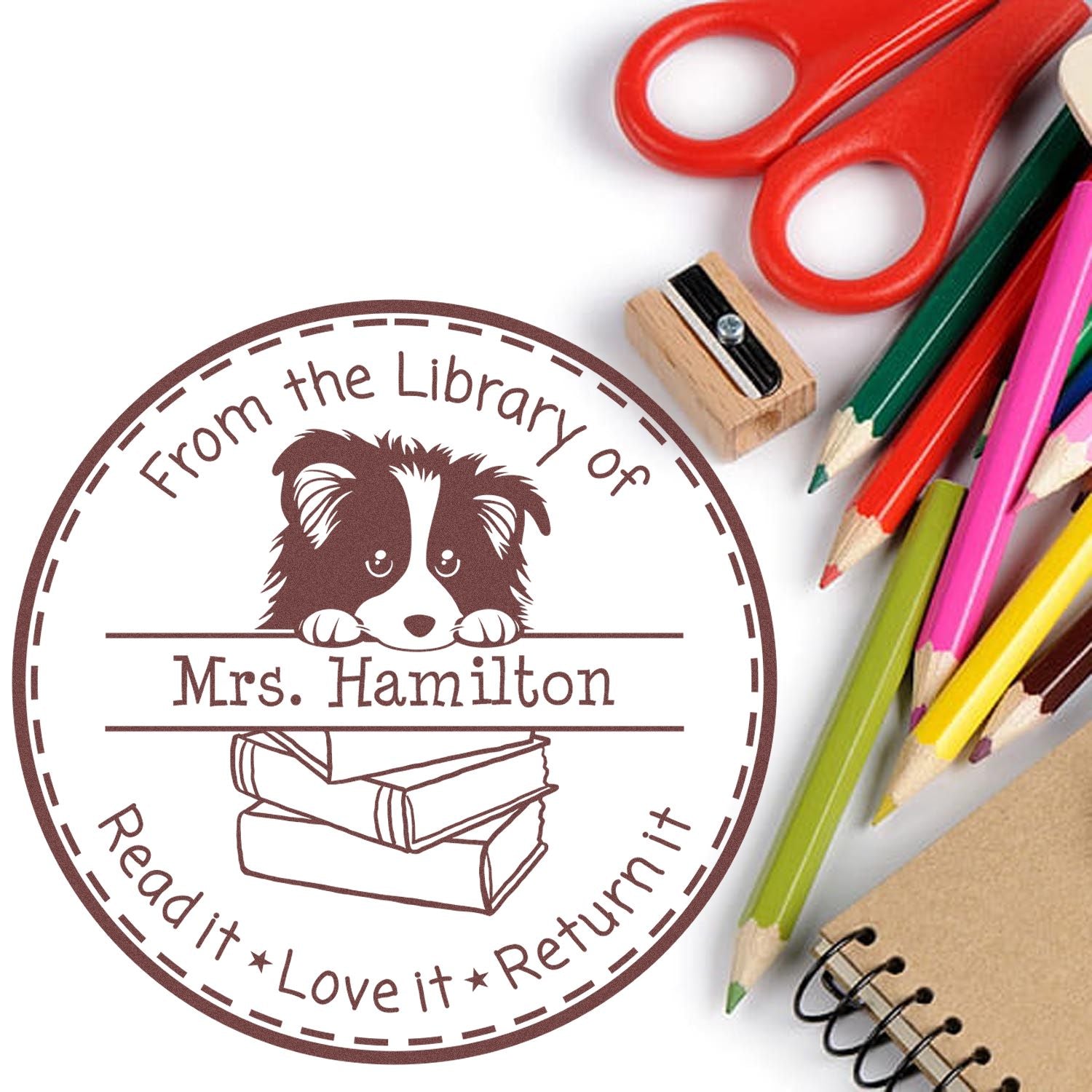 Shetland Sheepdog Custom Read It Love It Return It Personalized Stamper - Engineer Seal Stamps