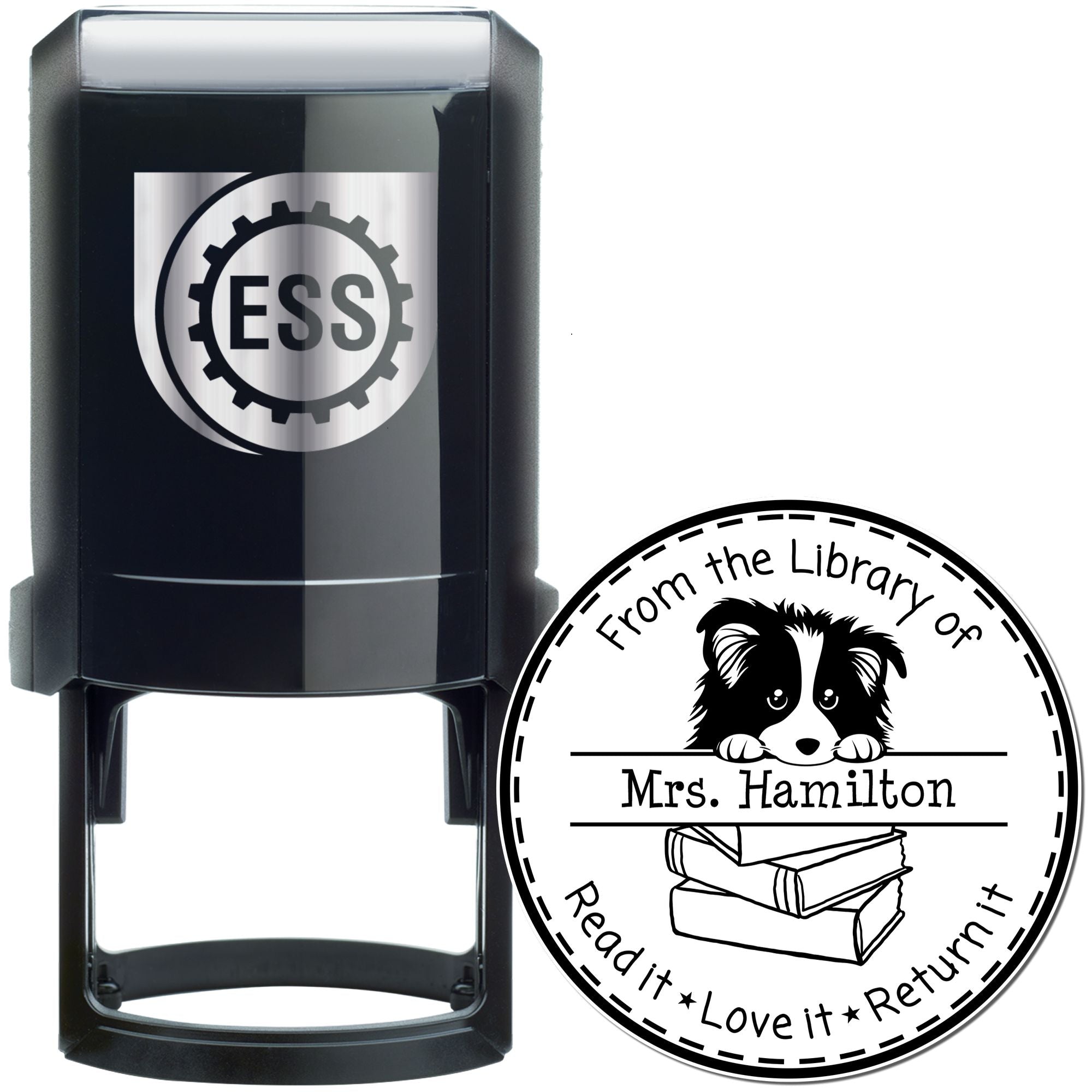 Shetland Sheepdog Custom Read It Love It Return It Personalized Stamper - Engineer Seal Stamps