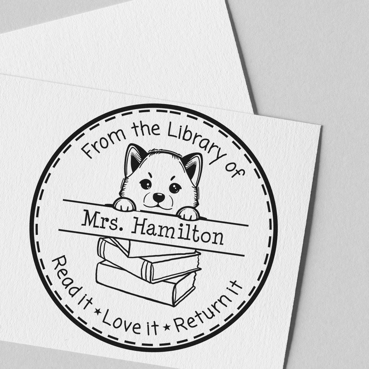 Shiba Inu Personalized Teacher Book Stamper - Engineer Seal Stamps