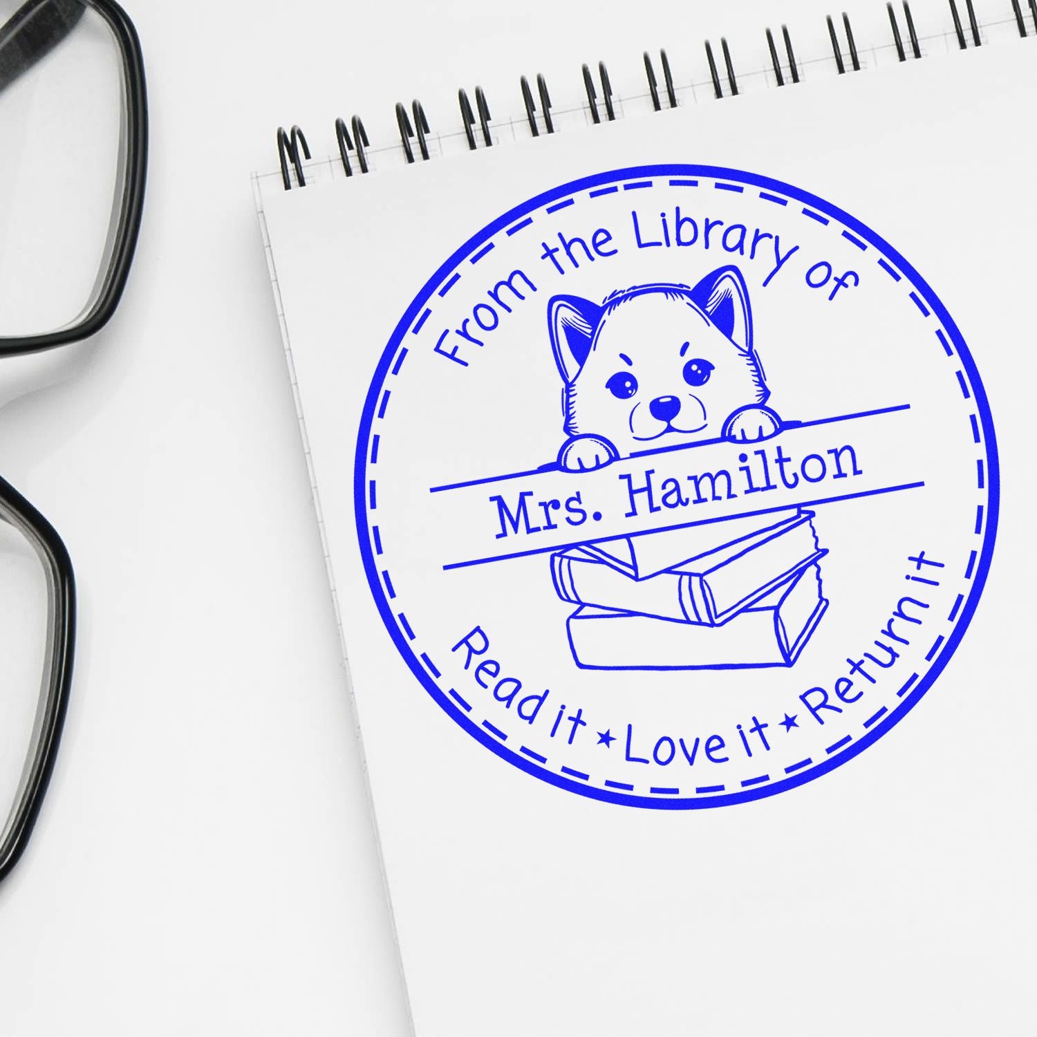 Shiba Inu Personalized Teacher Book Stamper - Engineer Seal Stamps