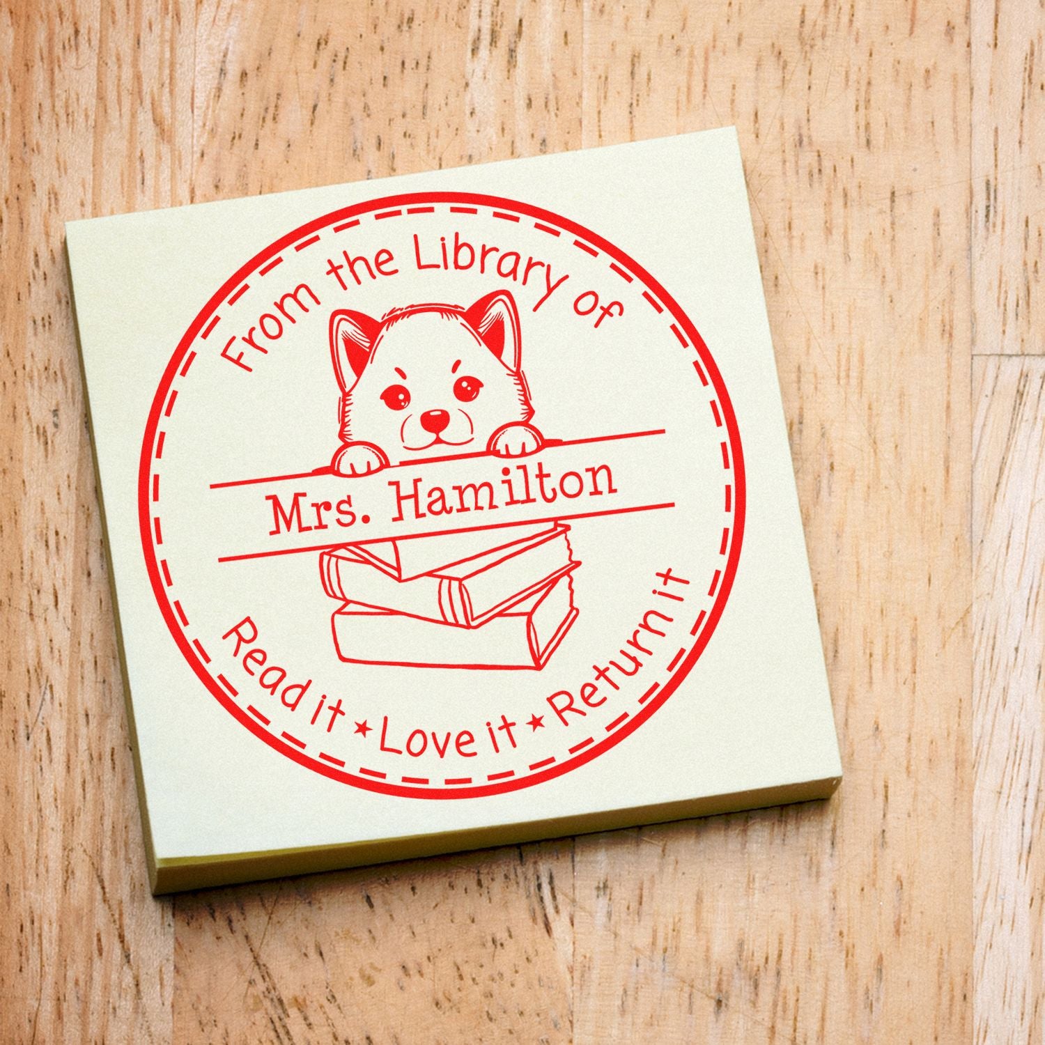 Shiba Inu Personalized Teacher Book Stamper - Engineer Seal Stamps