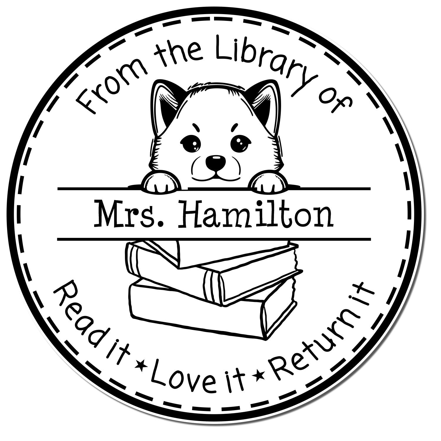 Shiba Inu Custom Read It Love It Return It Personalized Stamp - Engineer Seal Stamps