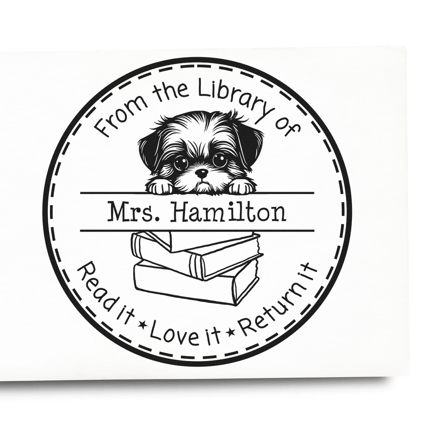 Shih Tzu Puppy Themed Read It Love It Return It For Students Stamper - Engineer Seal Stamps