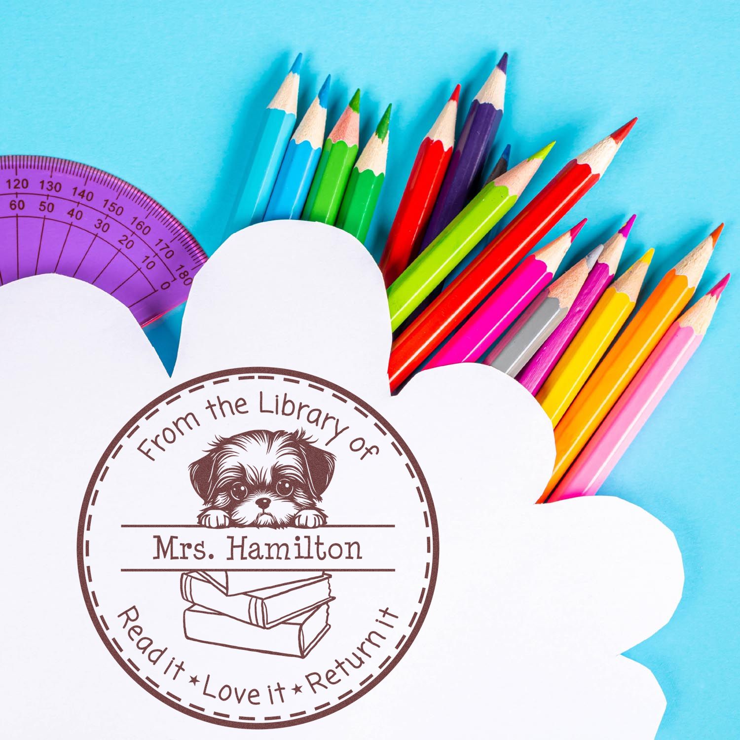 Shih Tzu Custom Read It Love It Return It Personalizable Stamper - Engineer Seal Stamps