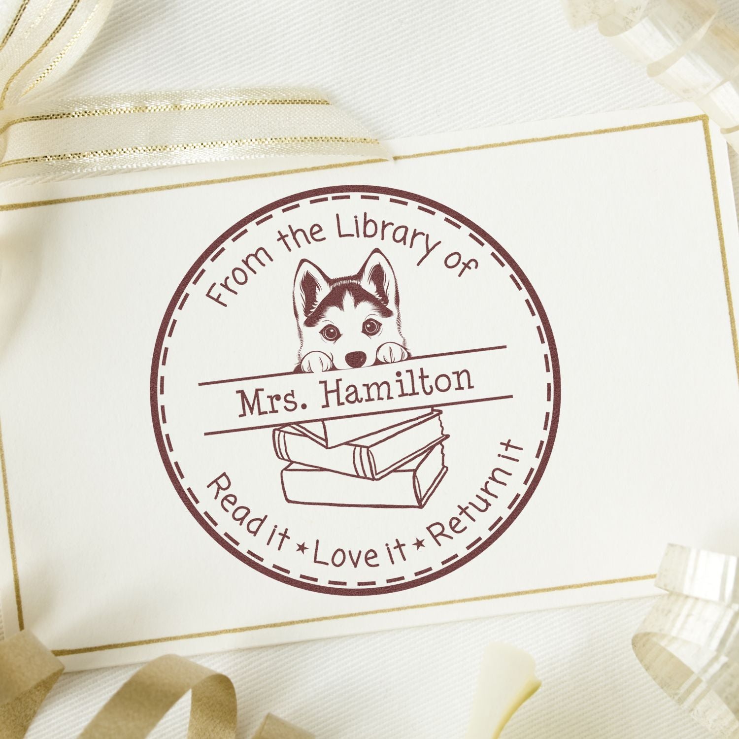Siberian Husky Customizable Read It Love It Return It Personalizable Stamp - Engineer Seal Stamps