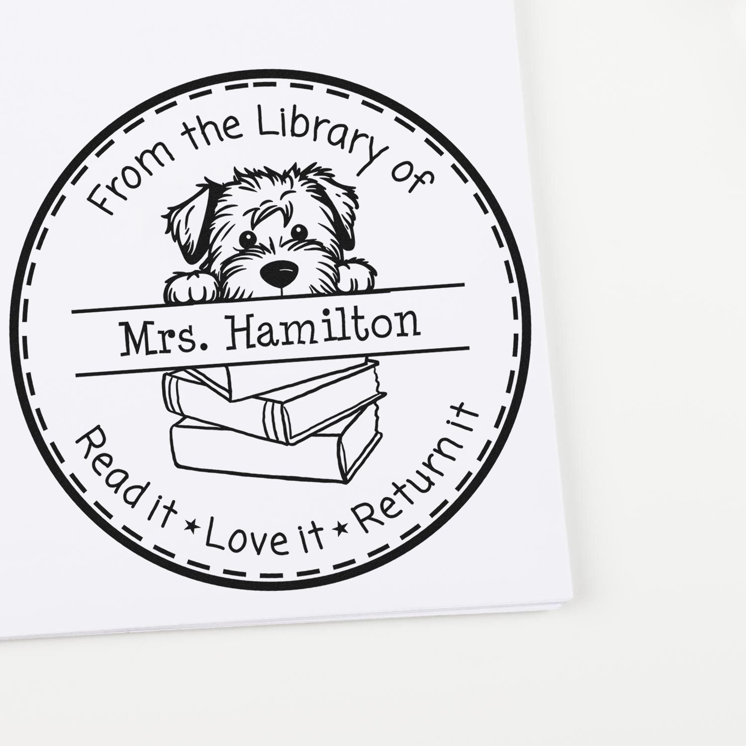 Soft Coated Wheaten Terrier Custom Read It Love It Return It Library Stamper - Engineer Seal Stamps