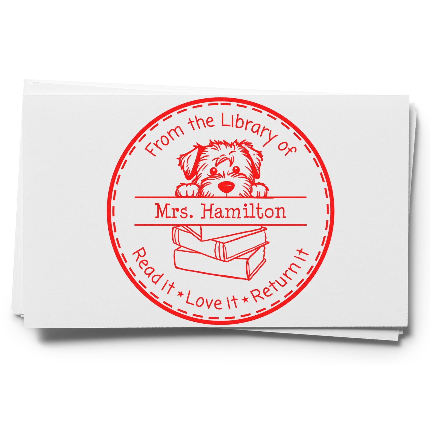 Soft Coated Wheaten Terrier Custom Read It Love It Return It Library Stamper - Engineer Seal Stamps