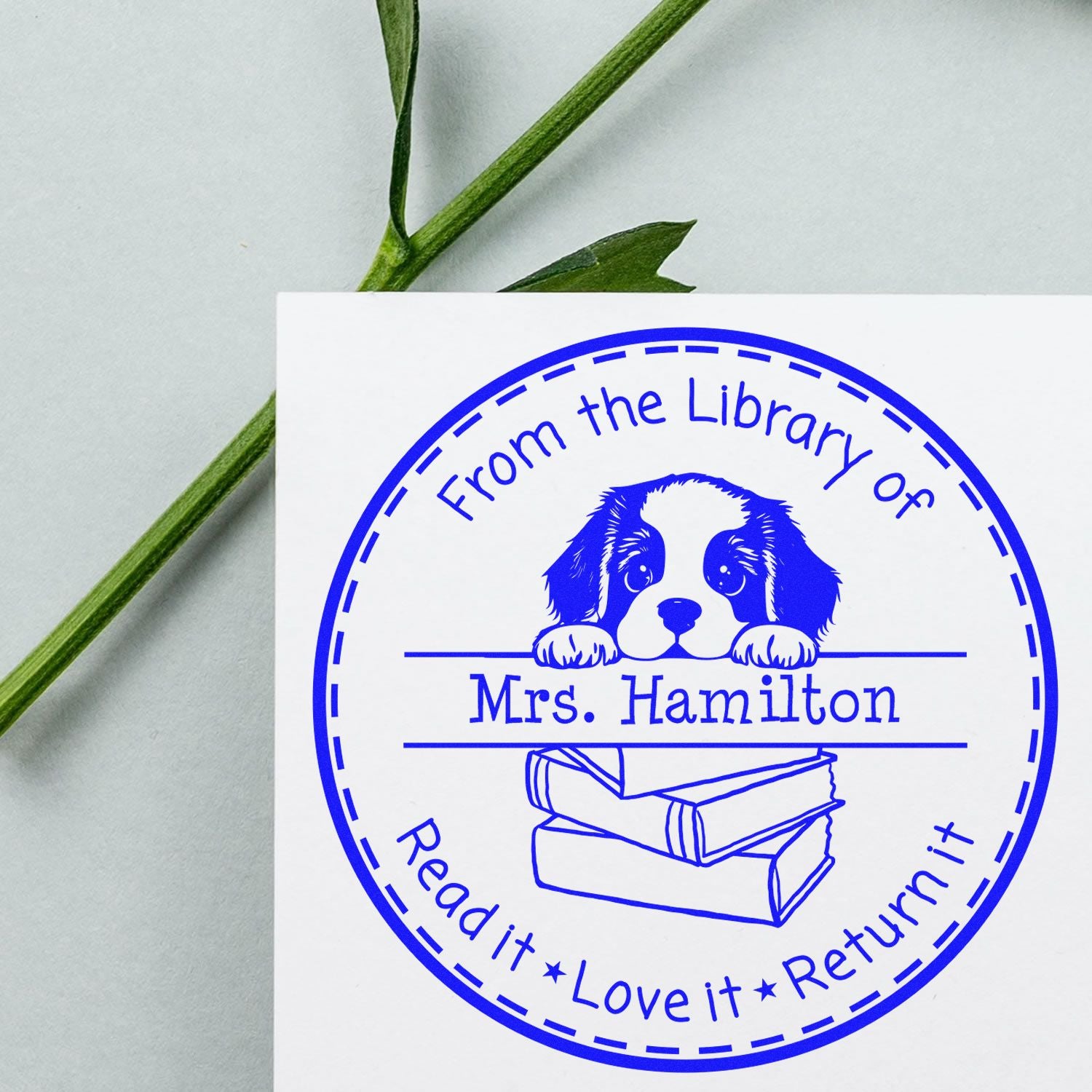 Staffordshire Bull Terrier Customizable Read It Love It Return It Library Stamp - Engineer Seal Stamps