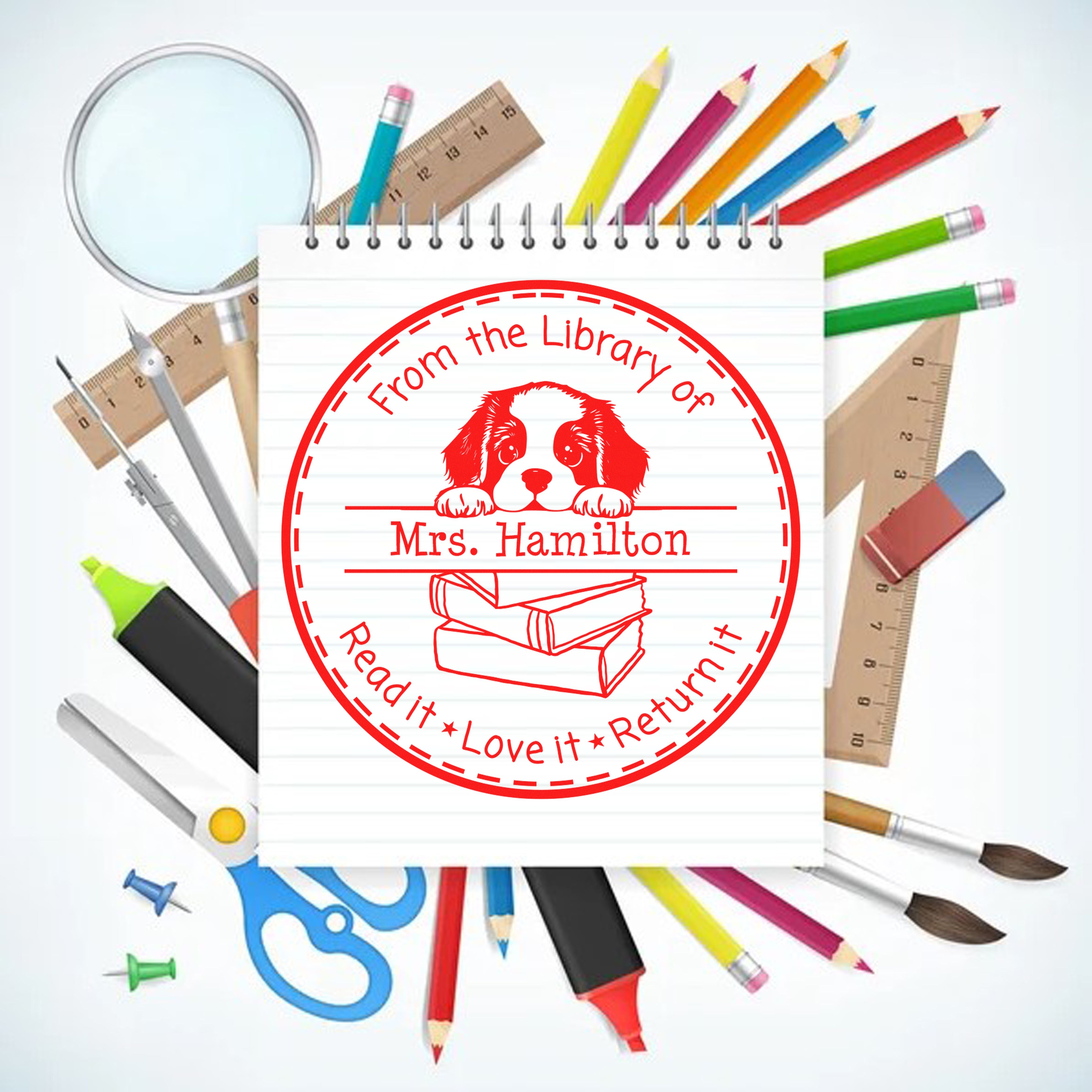 Staffordshire Bull Terrier Personalized School Rockstar Stamper - Engineer Seal Stamps