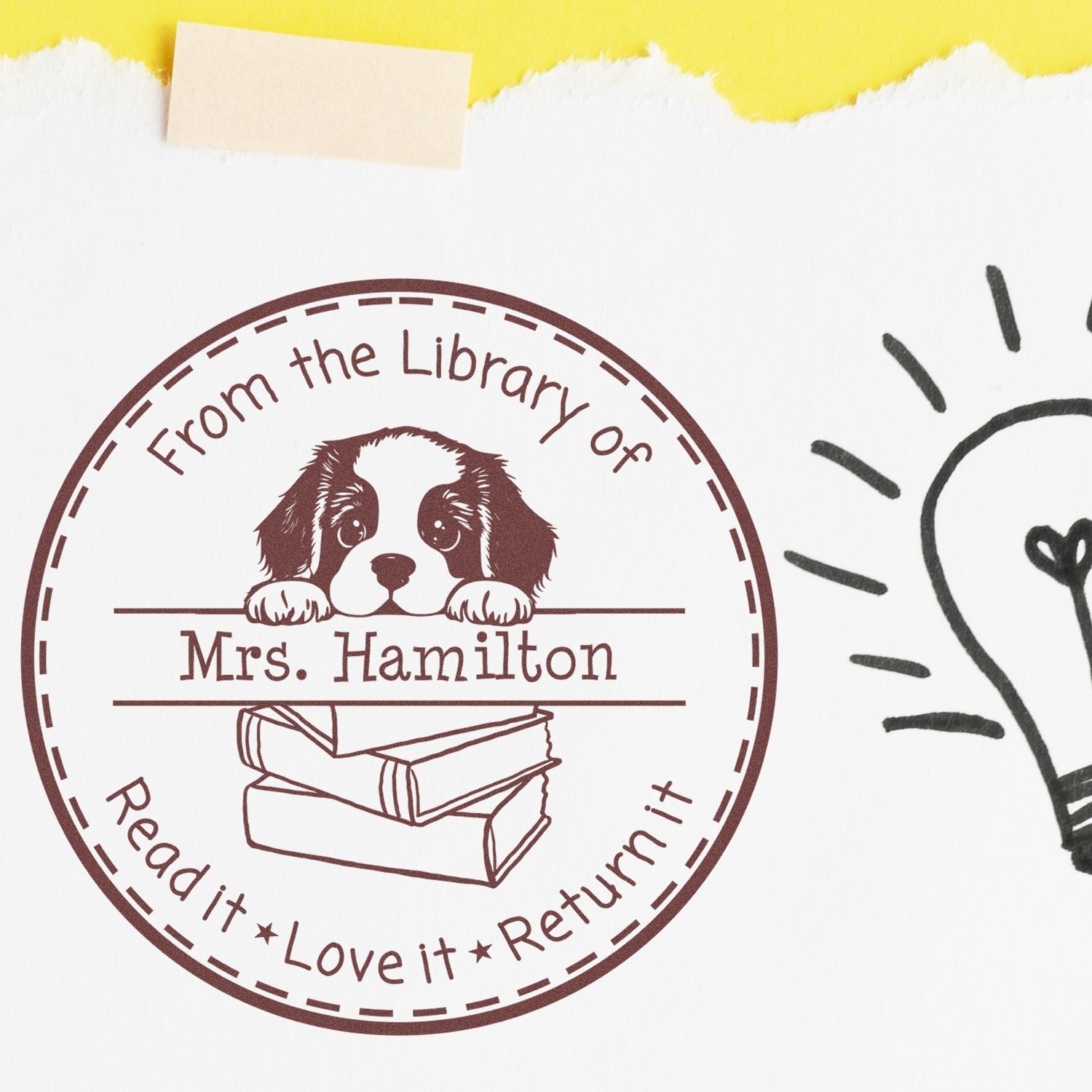 Cute Staffordshire Bull Terrier Puppy Themed Read It Love It Return It For Schools Stamp - Engineer Seal Stamps