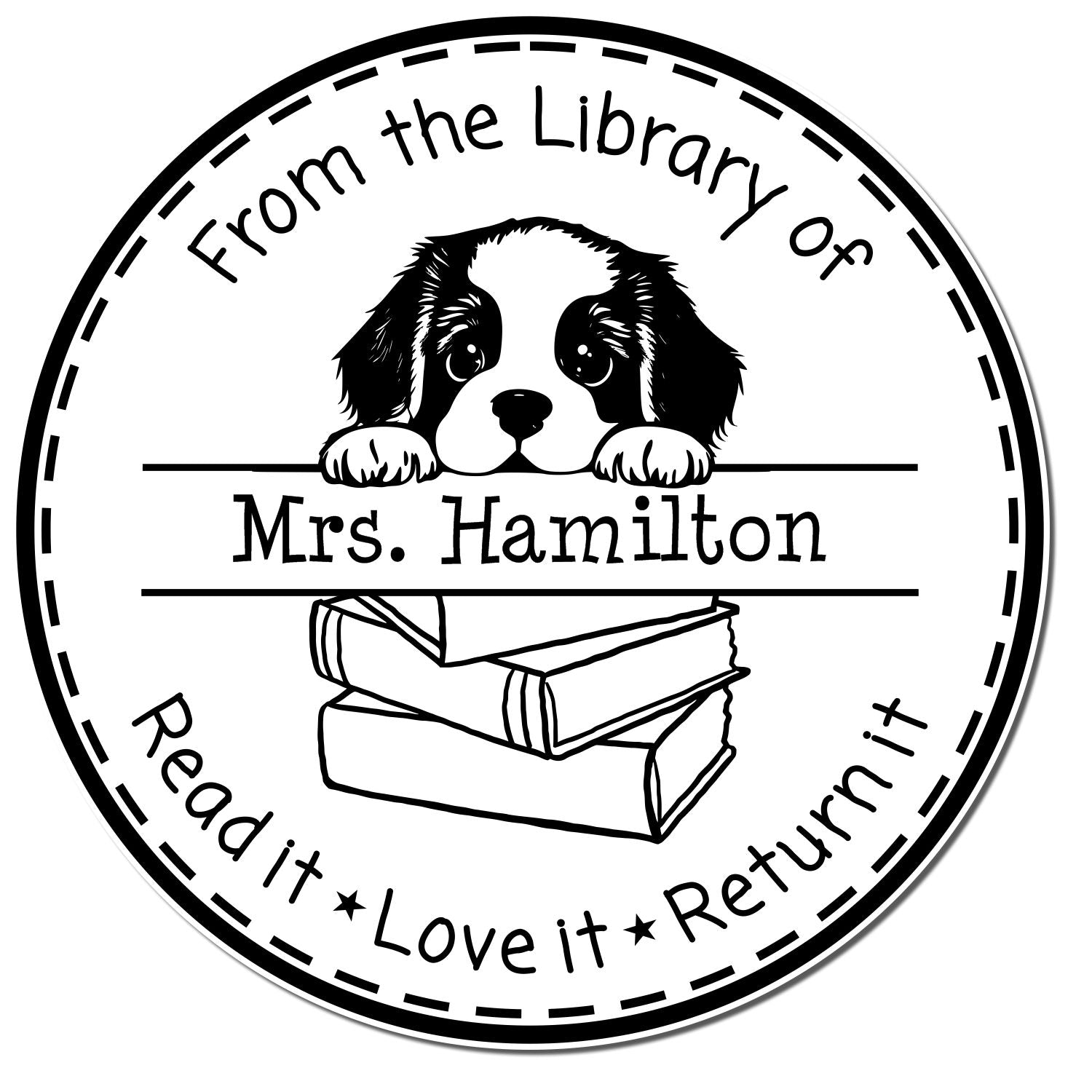 Staffordshire Bull Terrier Custom Read It Love It Return It Library Stamp - Engineer Seal Stamps