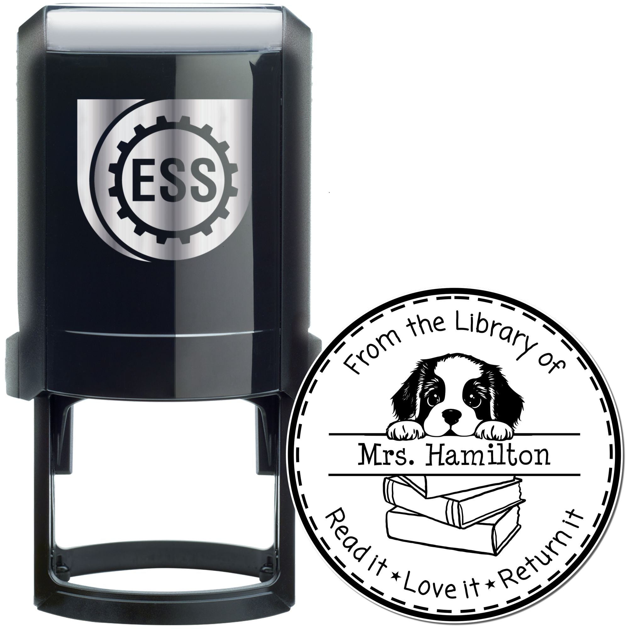 Staffordshire Bull Terrier Custom Read It Love It Return It Library Stamp - Engineer Seal Stamps