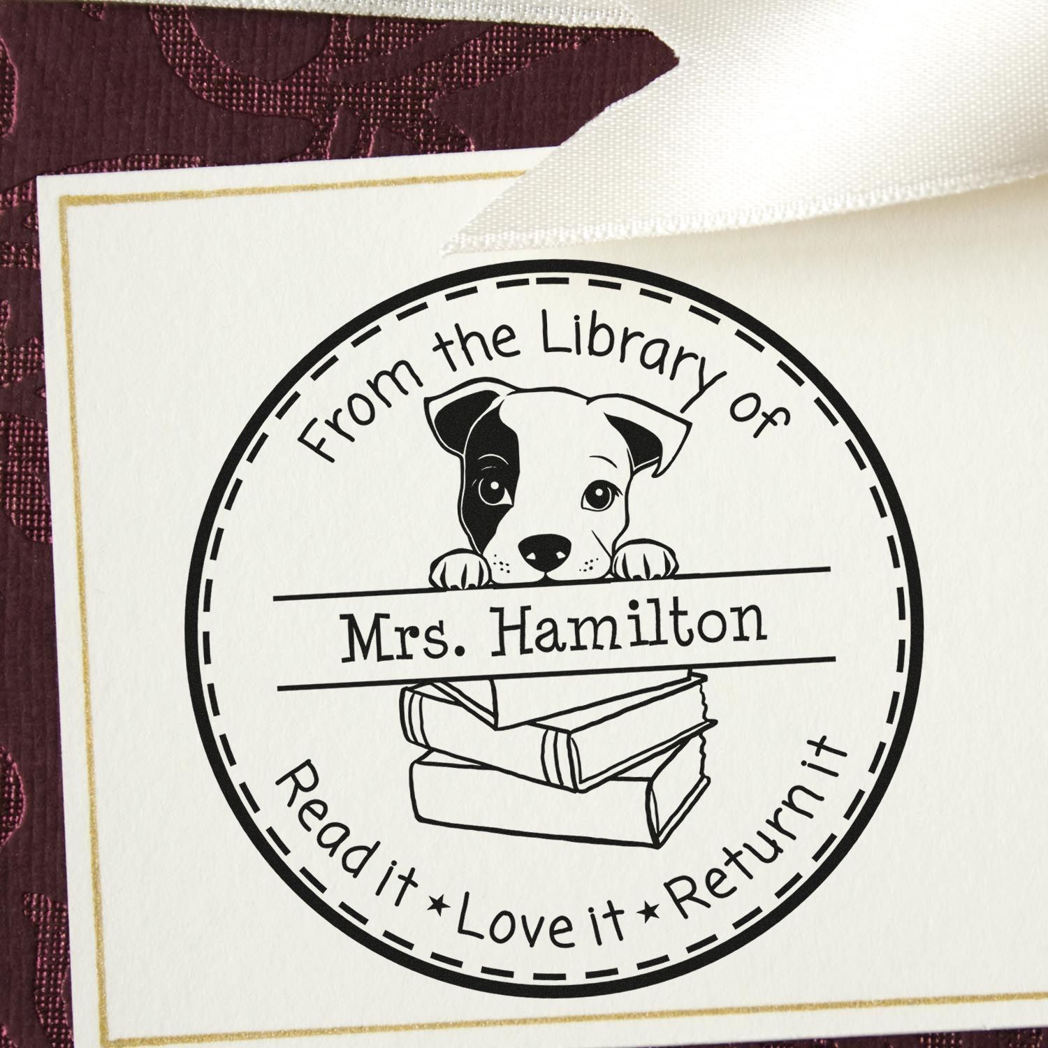Cute Standard Schnauzer Puppy Themed Read It Love It Return It For Libraries Stamper - Engineer Seal Stamps
