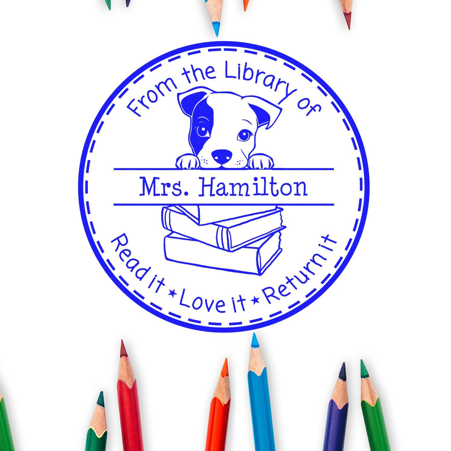 Cute Standard Schnauzer Puppy Themed Read It Love It Return It For Libraries Stamper - Engineer Seal Stamps