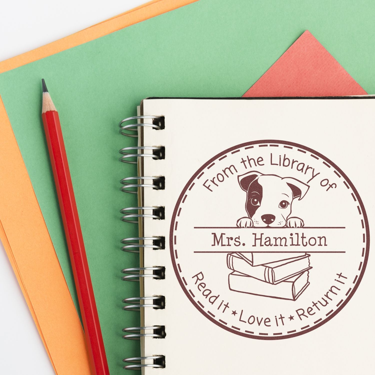 Standard Schnauzer Customizable Read It Love It Return It For Teachers Stamper - Engineer Seal Stamps