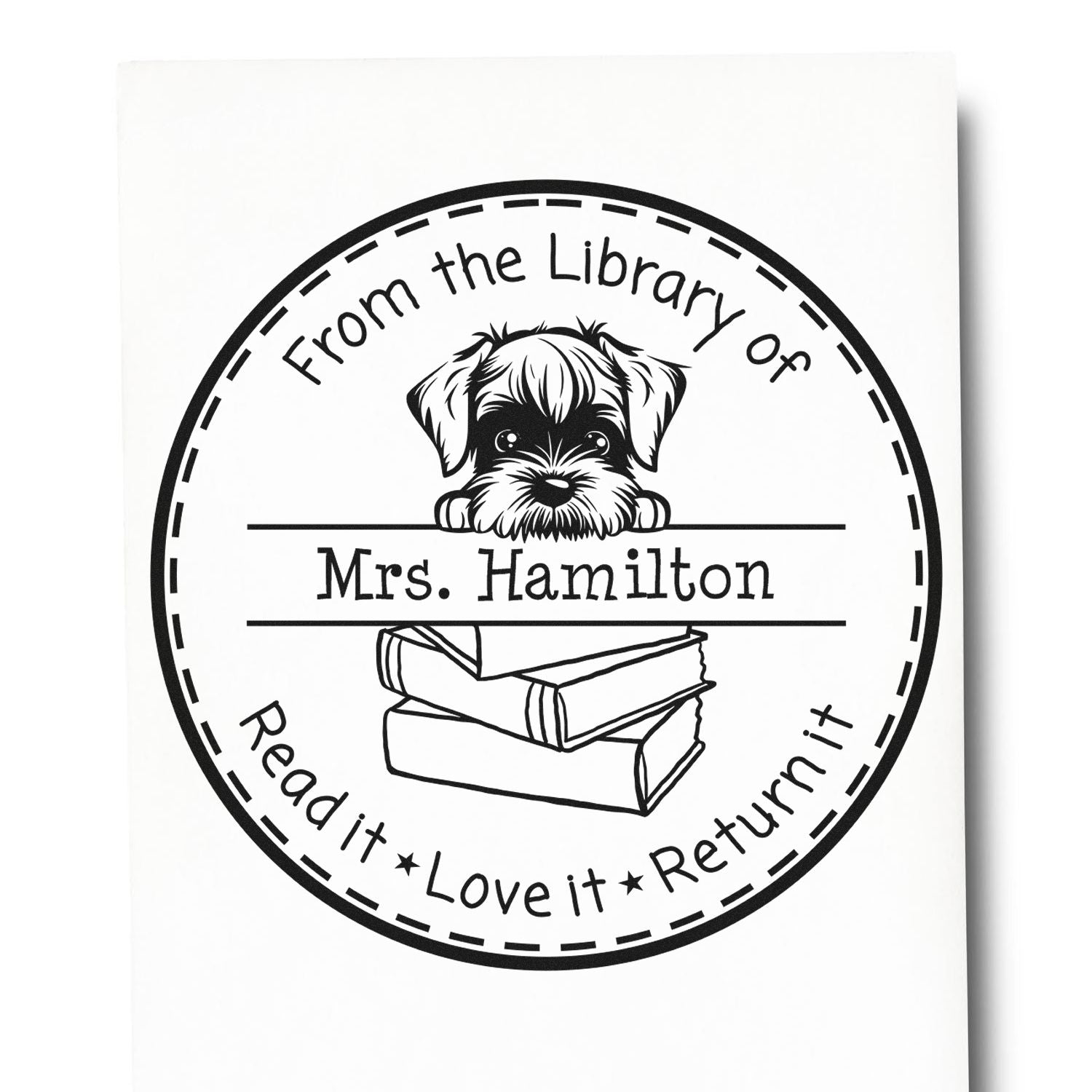 St Bernard Personalized Read It Love It Return It Teacher Stamper - Engineer Seal Stamps