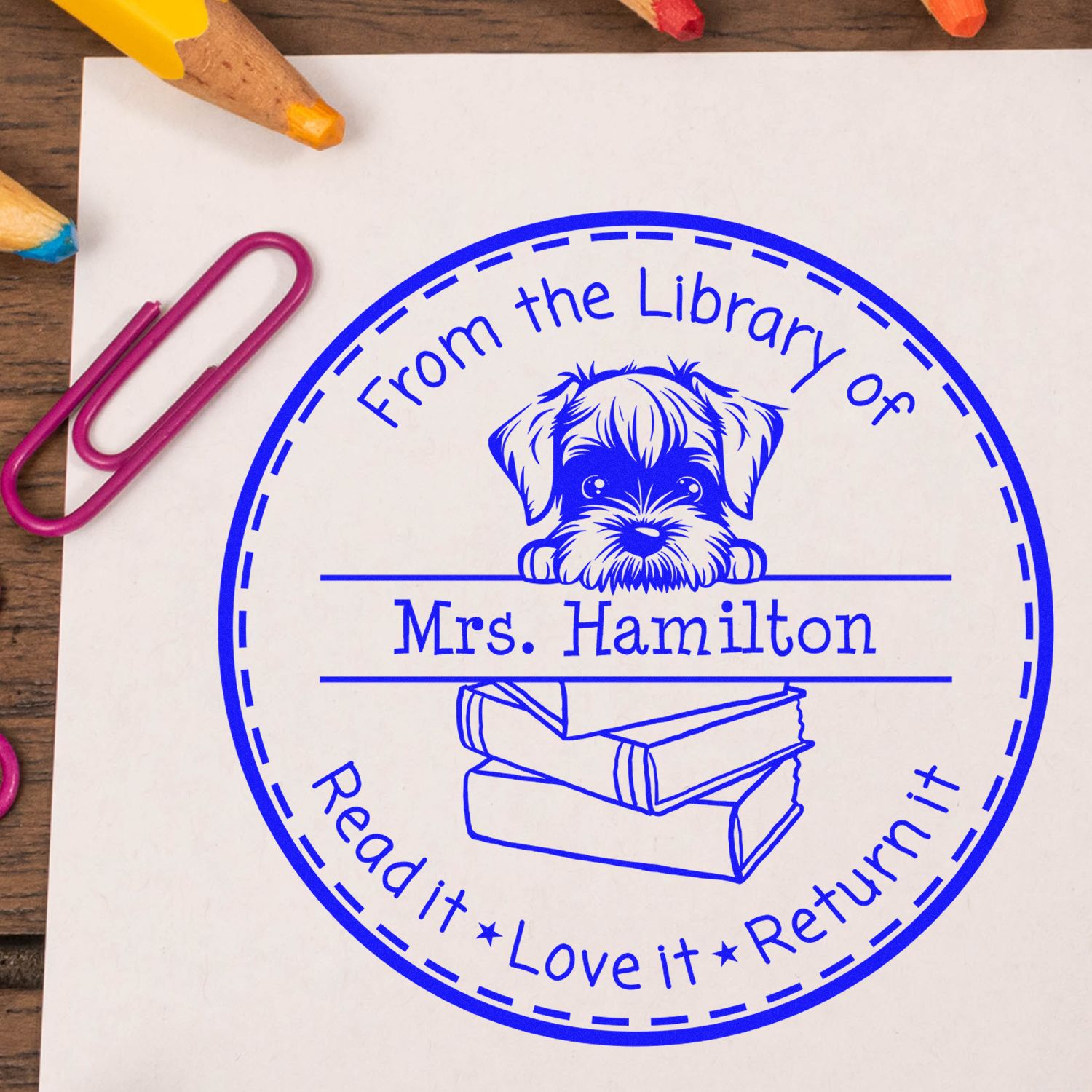 St Bernard Customizable Read It Love It Return It For Teachers Stamp - Engineer Seal Stamps