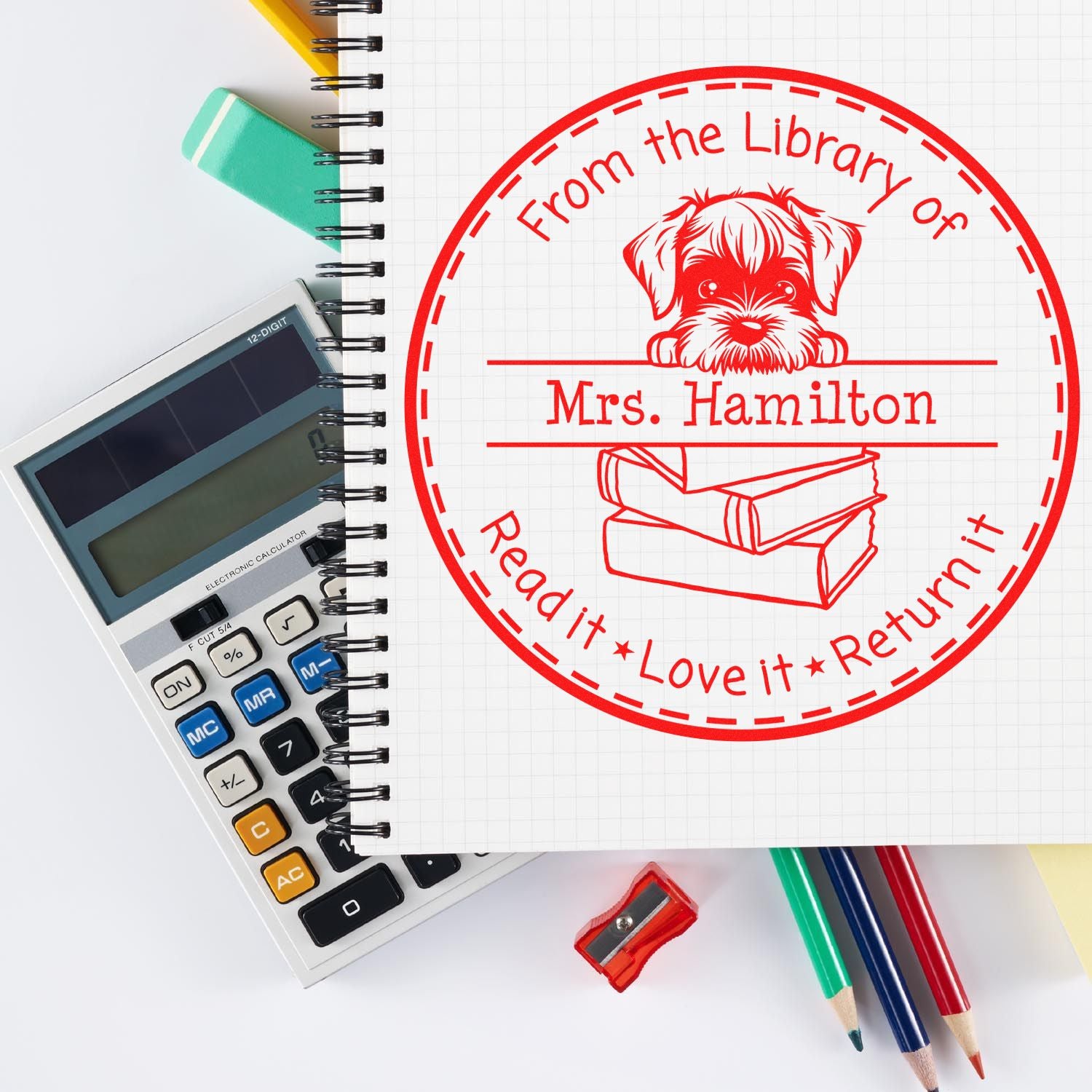 St Bernard Custom Read It Love It Return It For Teachers Stamp - Engineer Seal Stamps