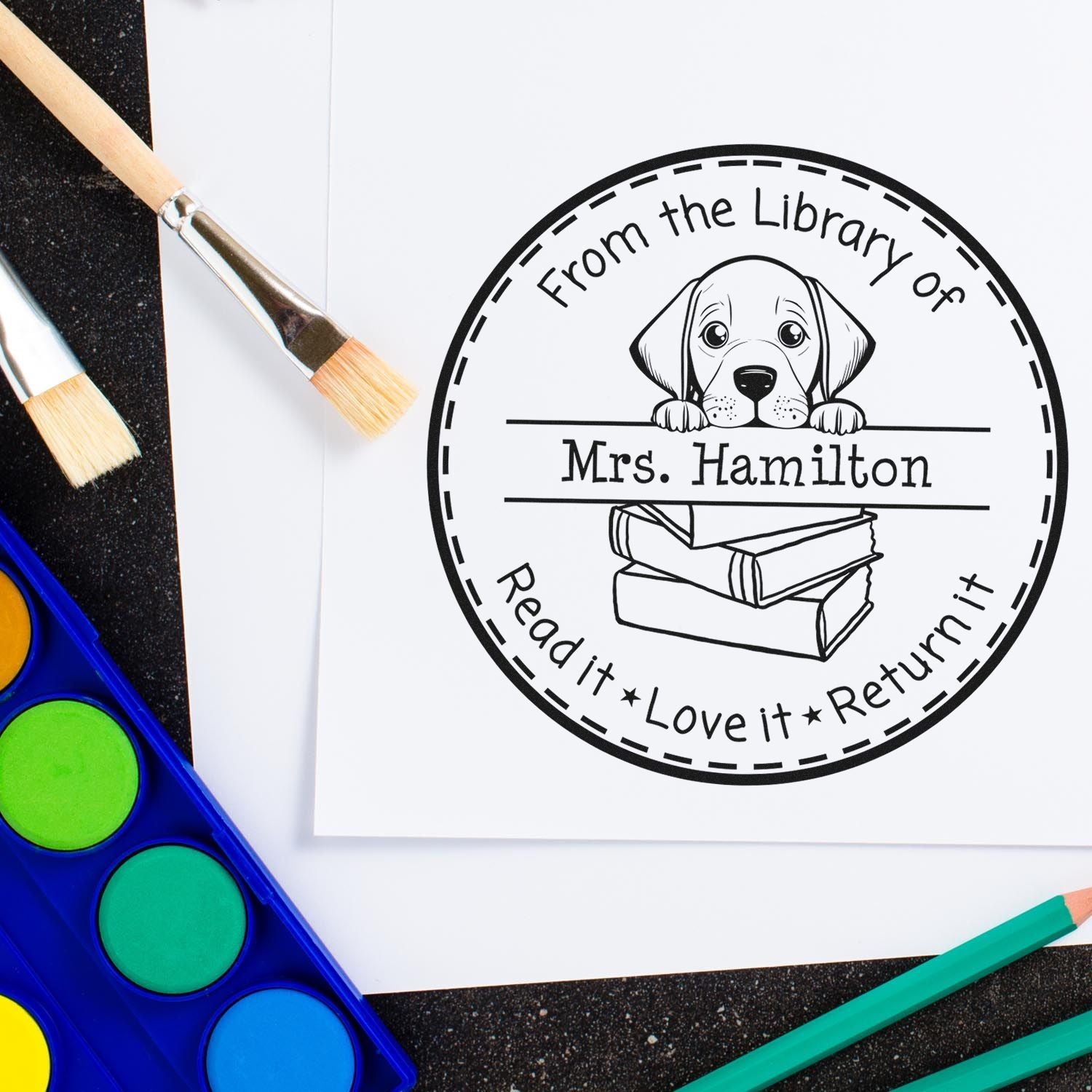 Vizsla Customizable Read It Love It Return It For Students Stamper - Engineer Seal Stamps