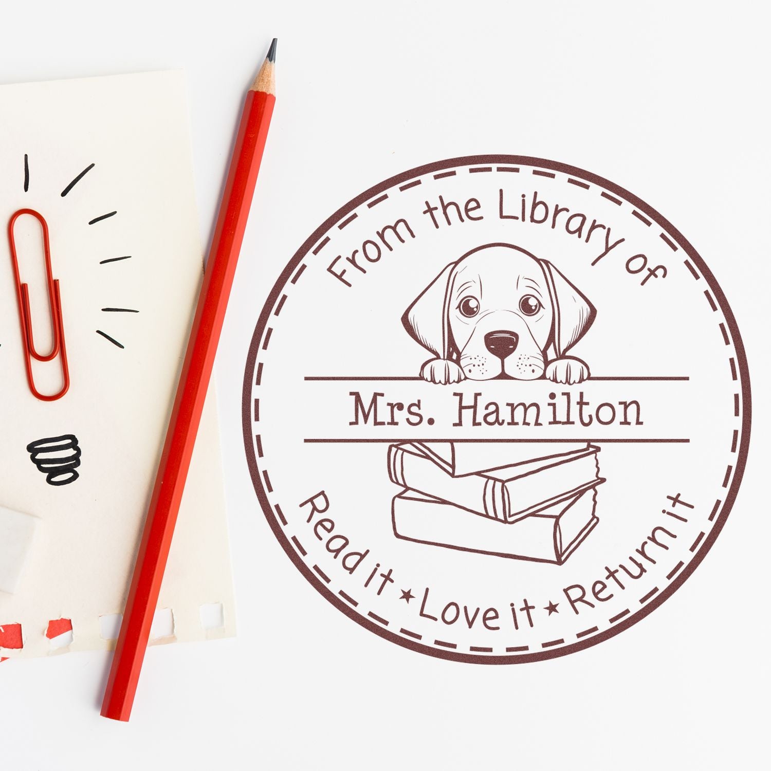 Cute Vizsla Puppy Themed Read It Love It Return It For Kids Stamper - Engineer Seal Stamps
