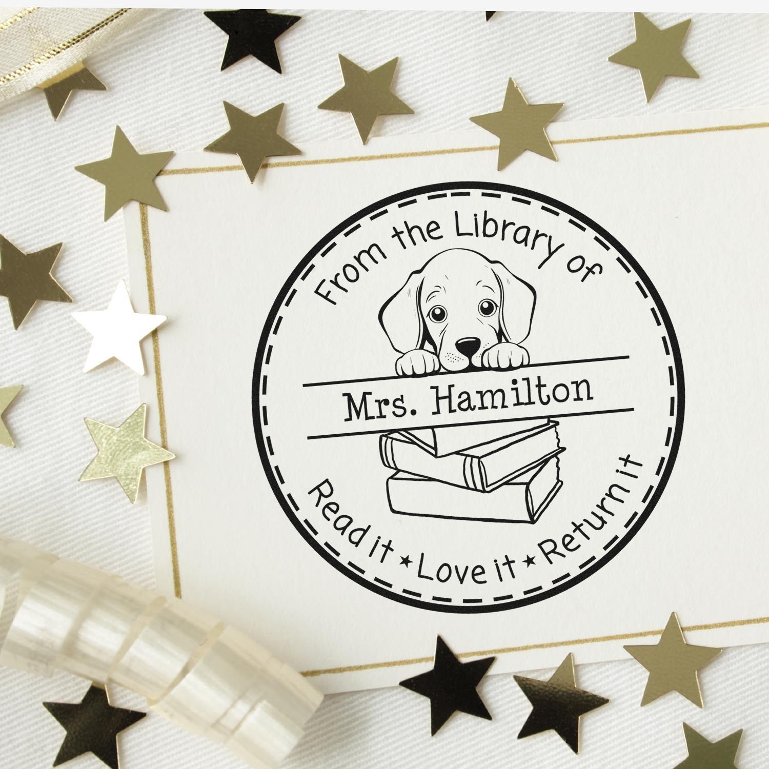Cute Weimaraner Puppy Themed Read It Love It Return It For Kids Stamp - Engineer Seal Stamps