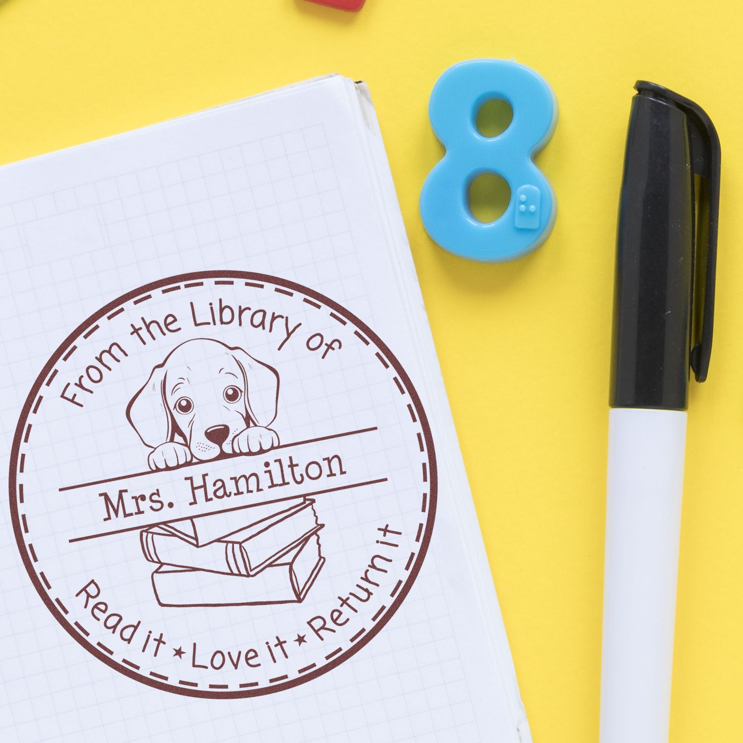 Cute Weimaraner Puppy Themed Read It Love It Return It For Kids Stamp - Engineer Seal Stamps