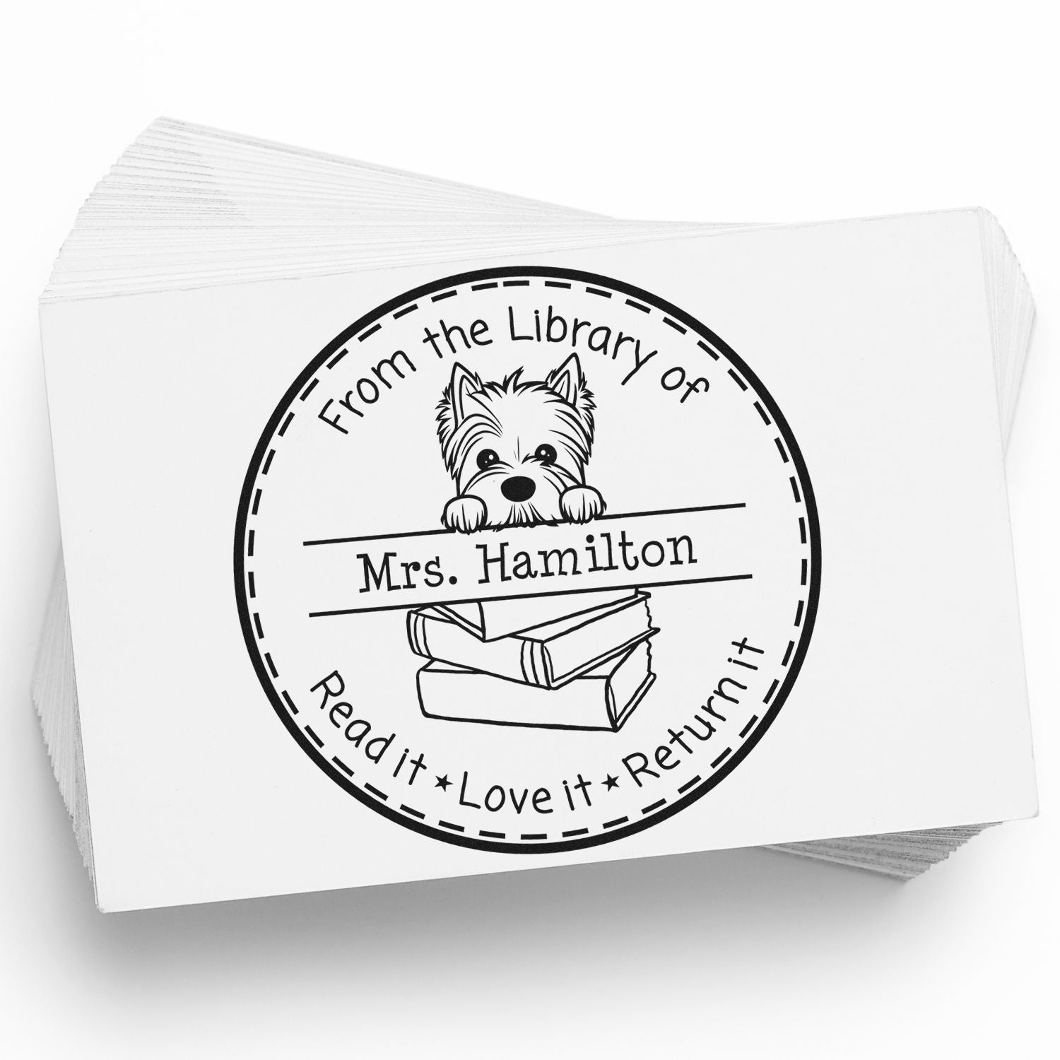 West Highland White Terrier Customizable Read It Love It Return It For Schools Stamper - Engineer Seal Stamps