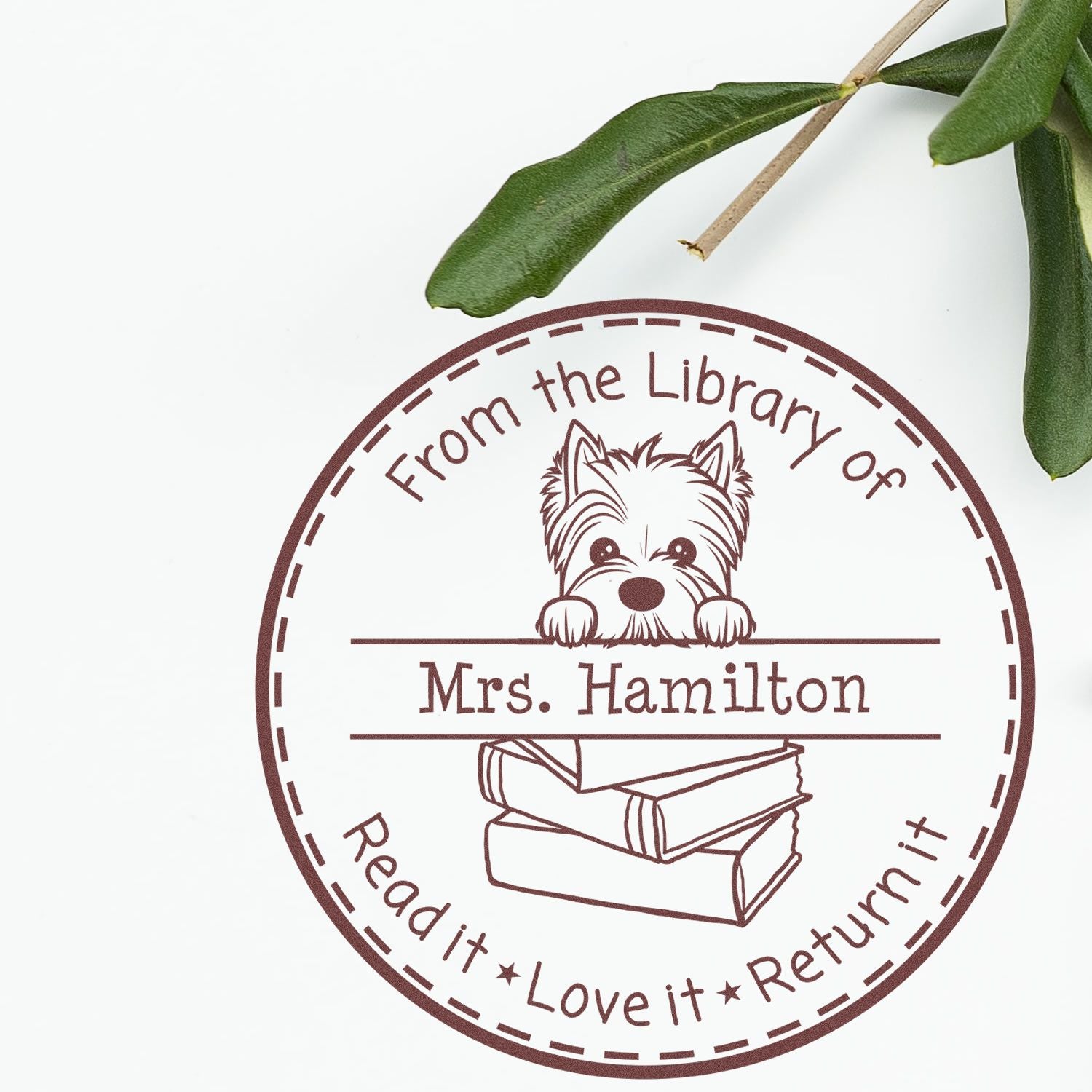 Cute West Highland White Terrier Puppy Themed Read It Love It Return It For Classroom Stamper - Engineer Seal Stamps