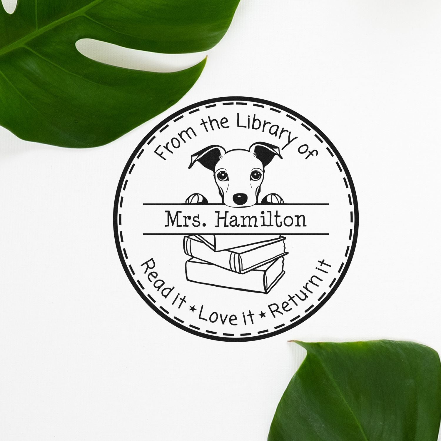 Cute Whippet Puppy Themed Read It Love It Return It For Classroom Stamp - Engineer Seal Stamps