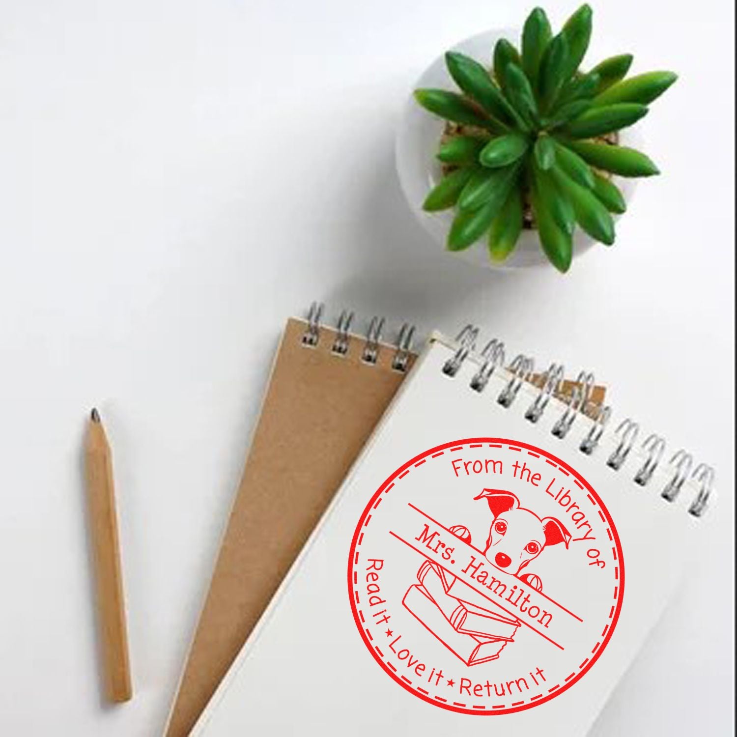 Whippet Customizable Read It Love It Return It For Schools Stamp
