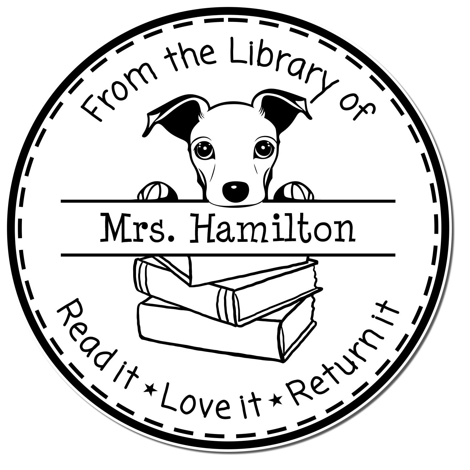 Whippet Customizable Read It Love It Return It For Schools Stamp - Engineer Seal Stamps