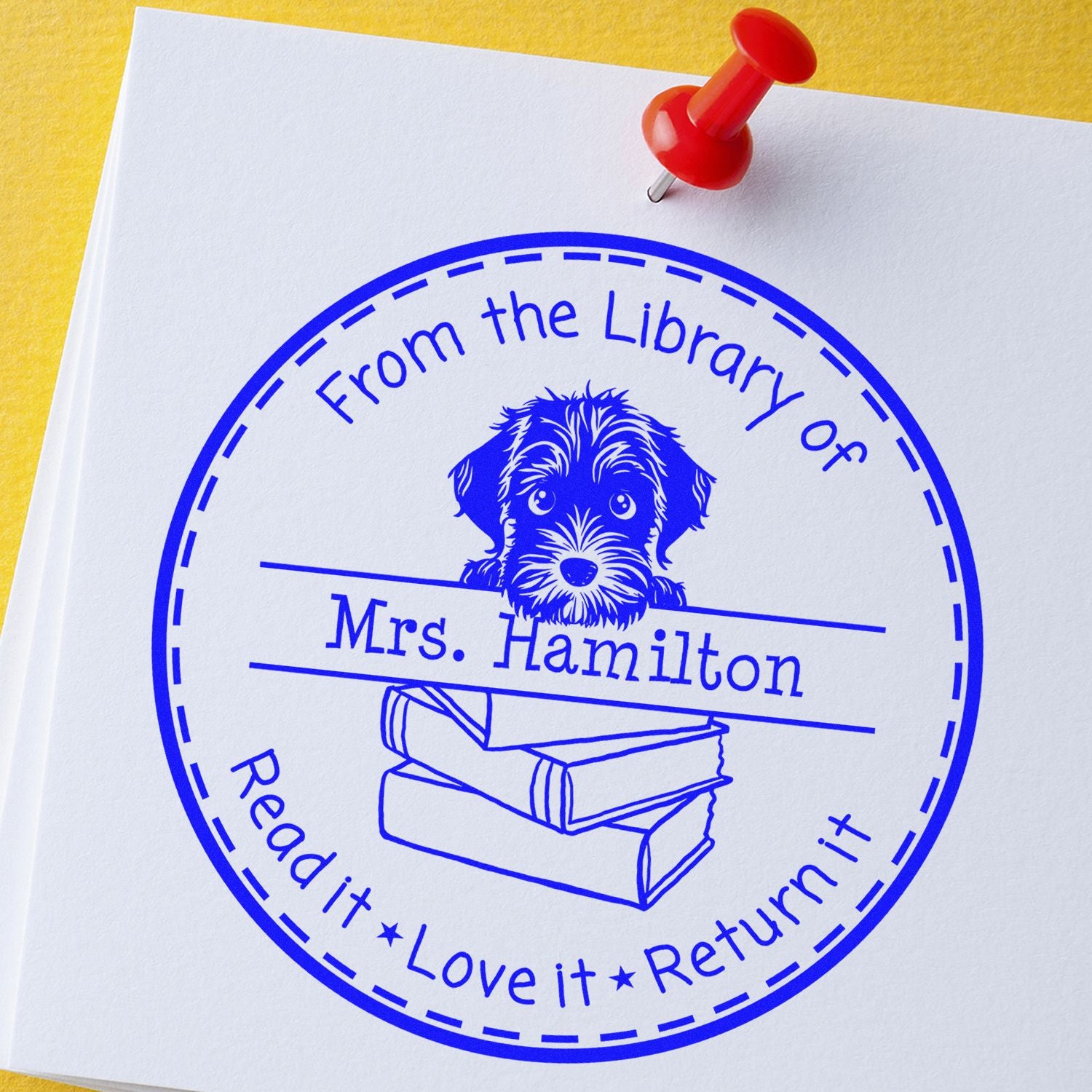 Wirehaired Pointing Griffon Custom Read It Love It Return It For Libraries Stamper - Engineer Seal Stamps