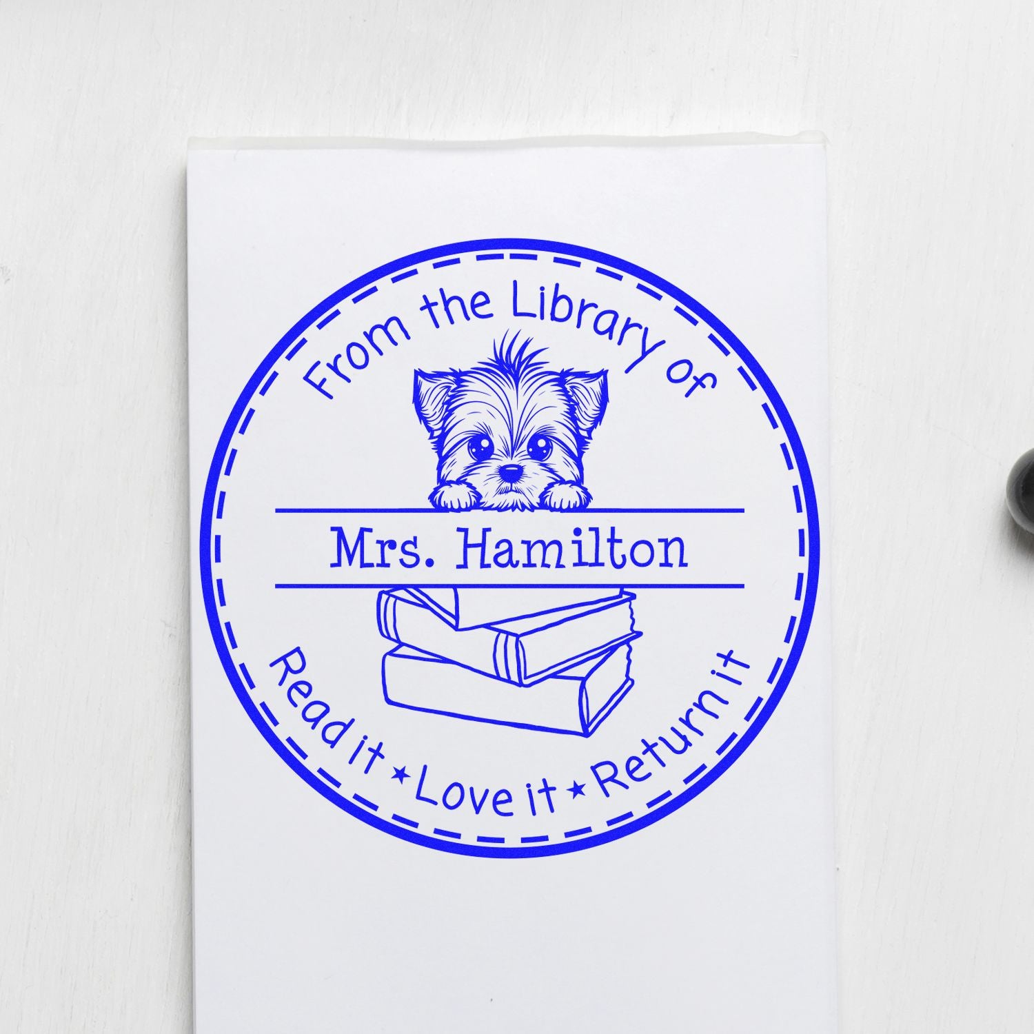 Yorkshire Terrier Customizable Read It Love It Return It For Libraries Stamp - Engineer Seal Stamps