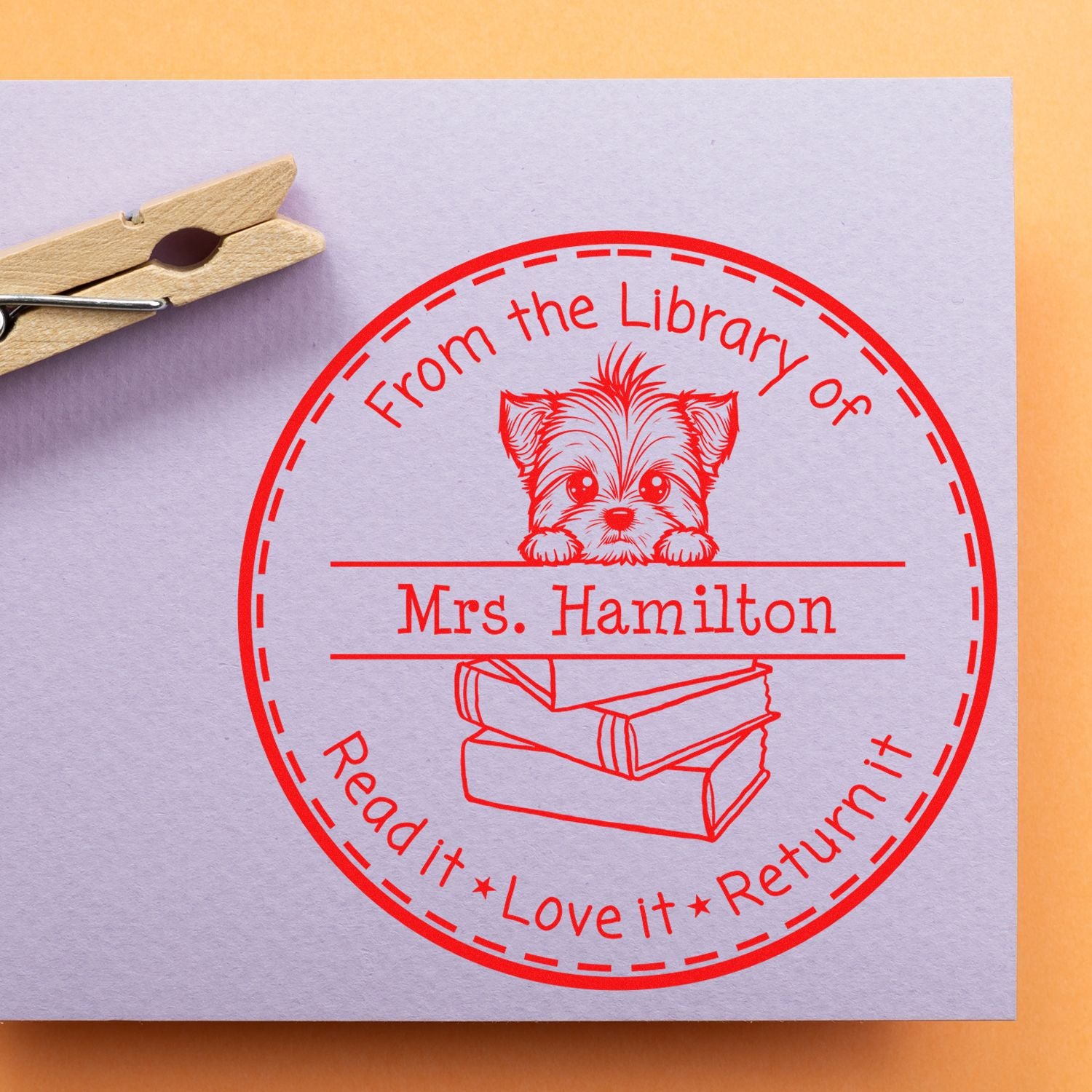 Yorkshire Terrier Customizable Read It Love It Return It For Libraries Stamp - Engineer Seal Stamps