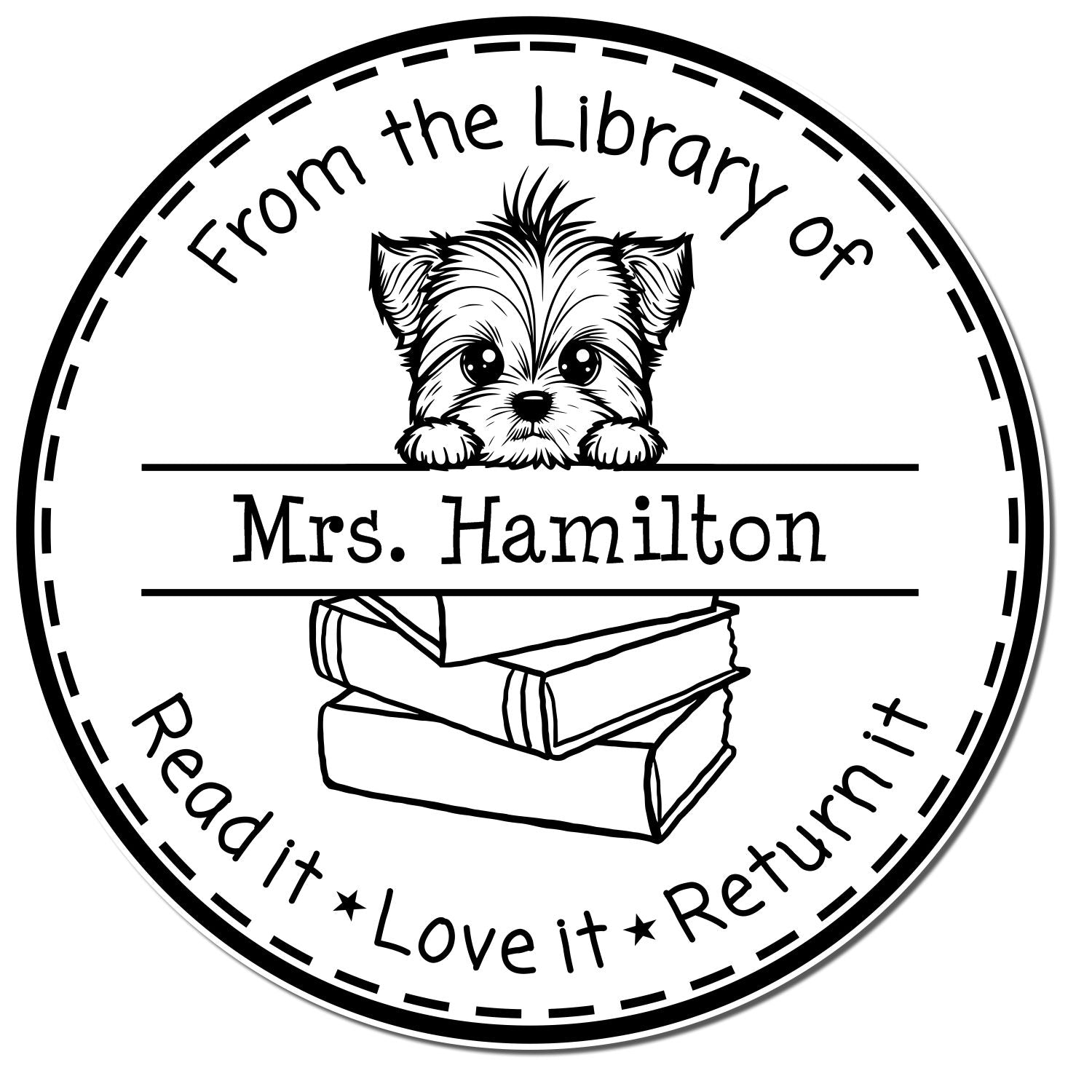 Yorkshire Terrier Customizable Read It Love It Return It For Libraries Stamp - Engineer Seal Stamps