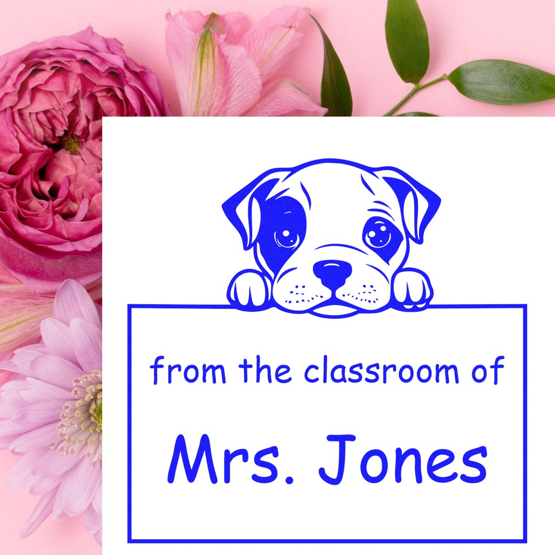 Wood Handle American Staffordshire Terrier Puppy Themed Teachers Stamper - Engineer Seal Stamps