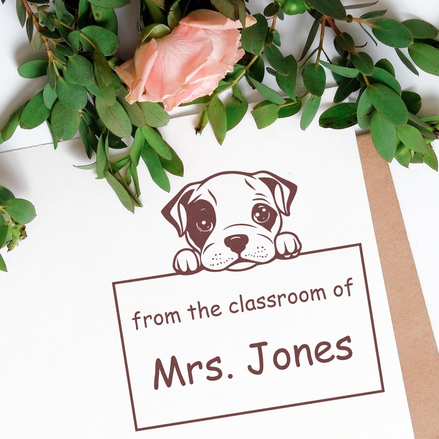 Wood Handle American Staffordshire Terrier Puppy Themed Teachers Stamper