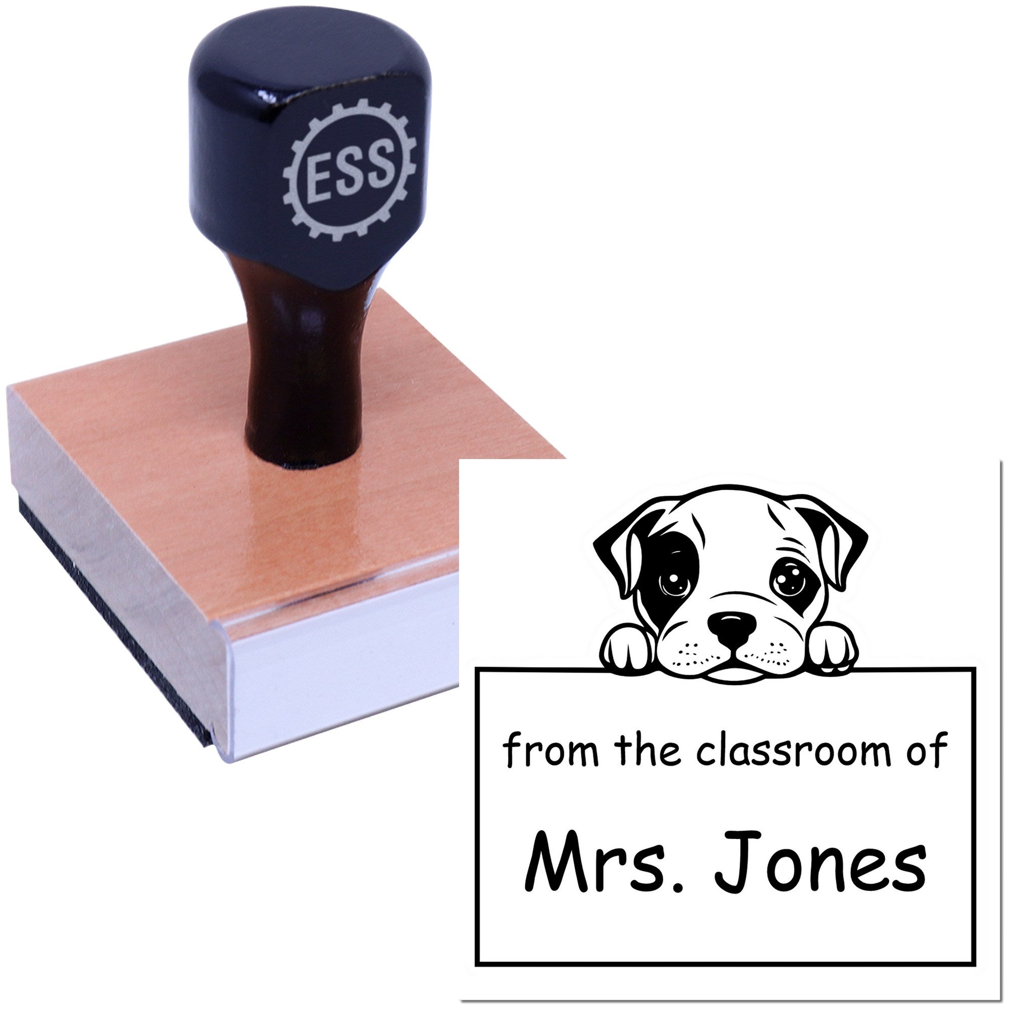Wood Handle American Staffordshire Terrier Puppy Themed Teachers Stamper