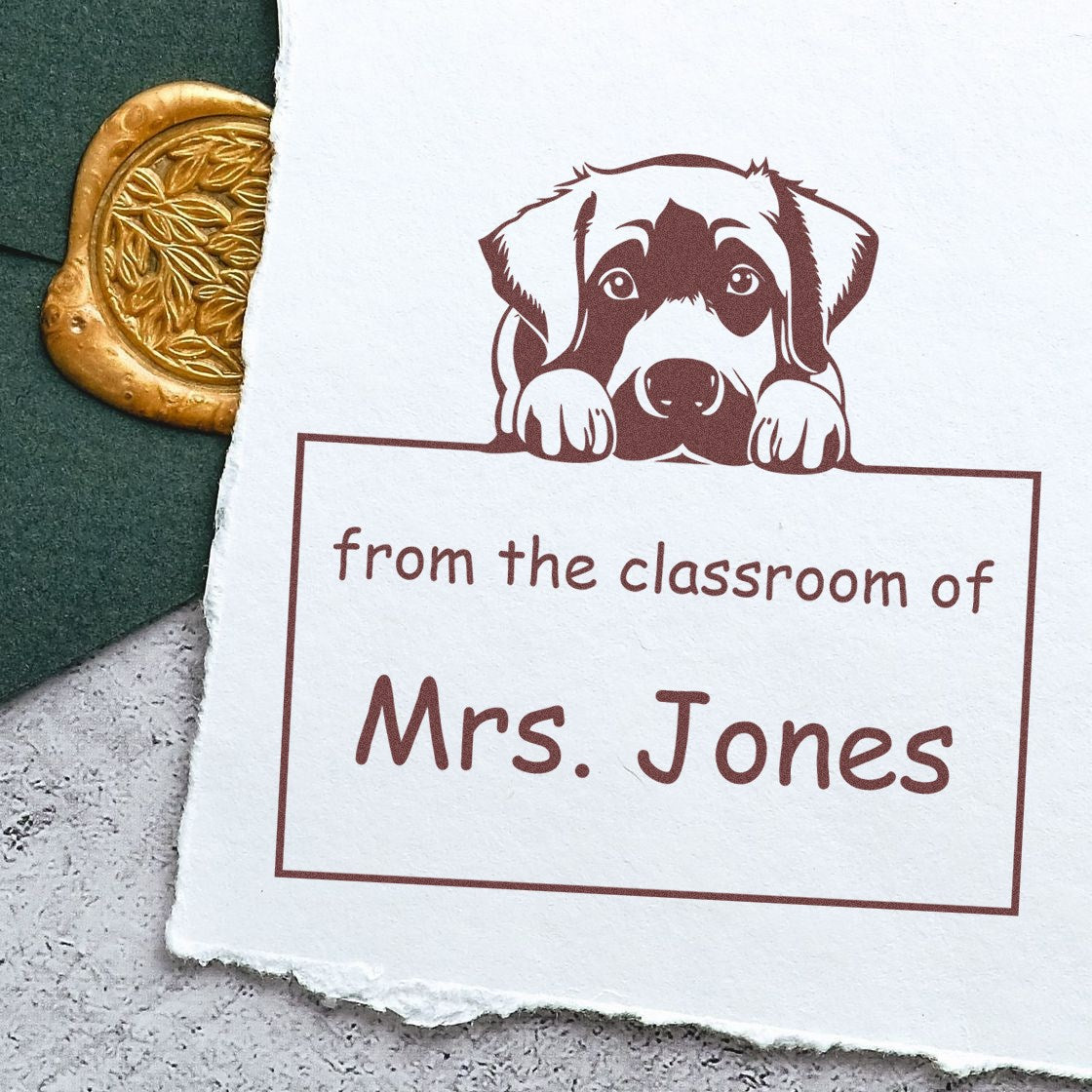 Wood Handle Anatolian Shepherd Puppy Themed Teacher's Stamp
