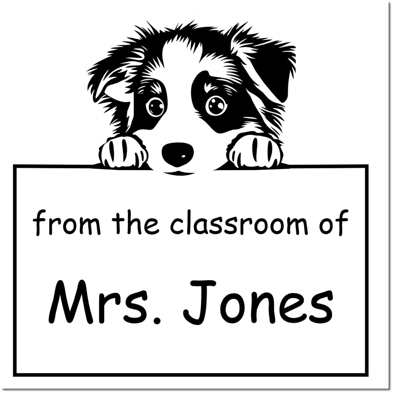 Australian Shepherd Personalizable Teachers Stamp Pre-Inked - Engineer Seal Stamps
