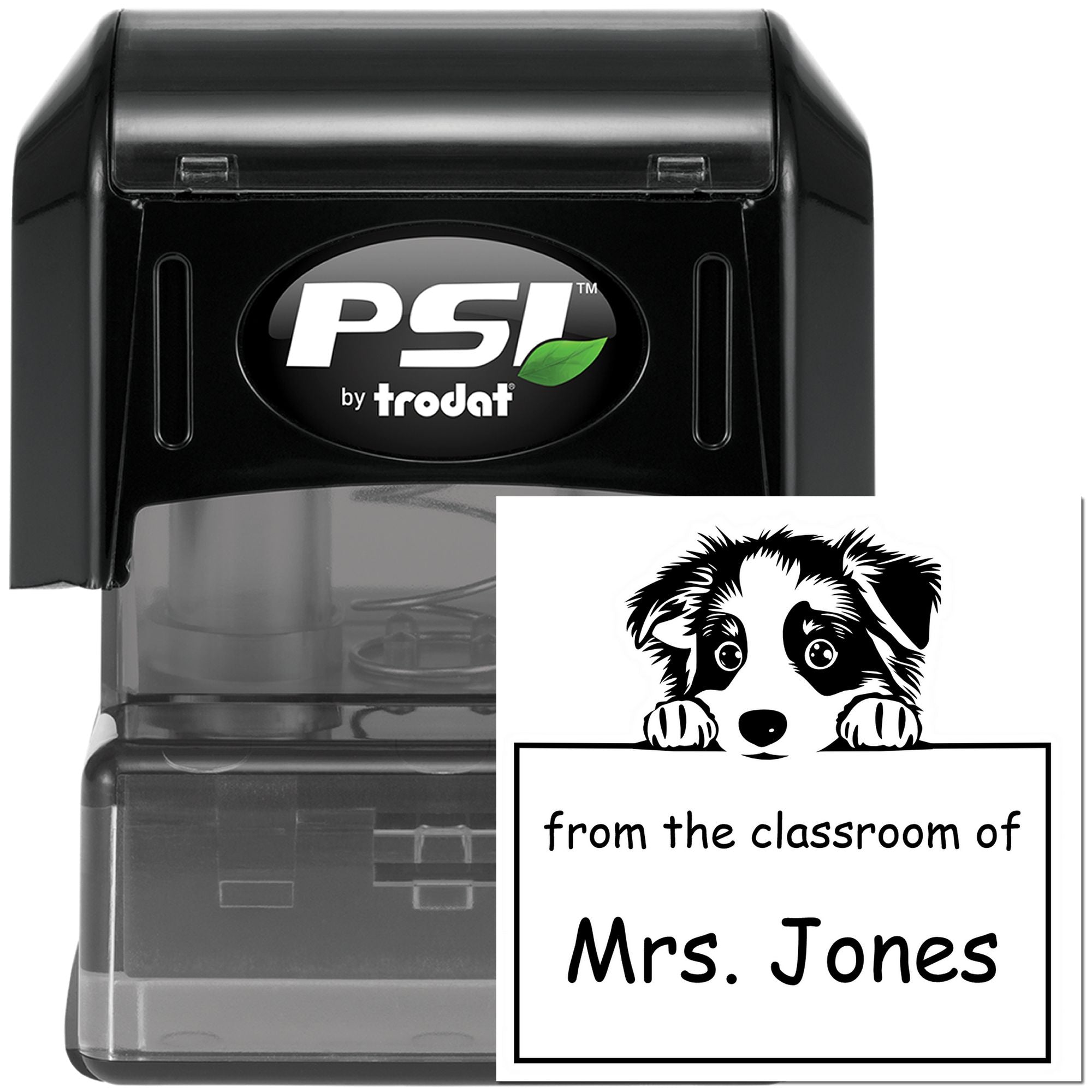 PSI Pre-Inked Australian Shepherd Personalized Teachers Stamp - Engineer Seal Stamps